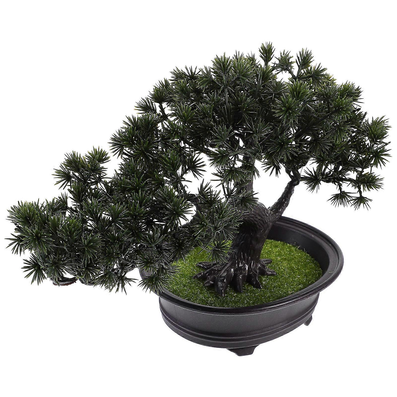 Faux Pine Bonsai Tree Desktop Ornament Artificial Potted Plant for Home and Office Decoration Symbolizing Wealth and Luck