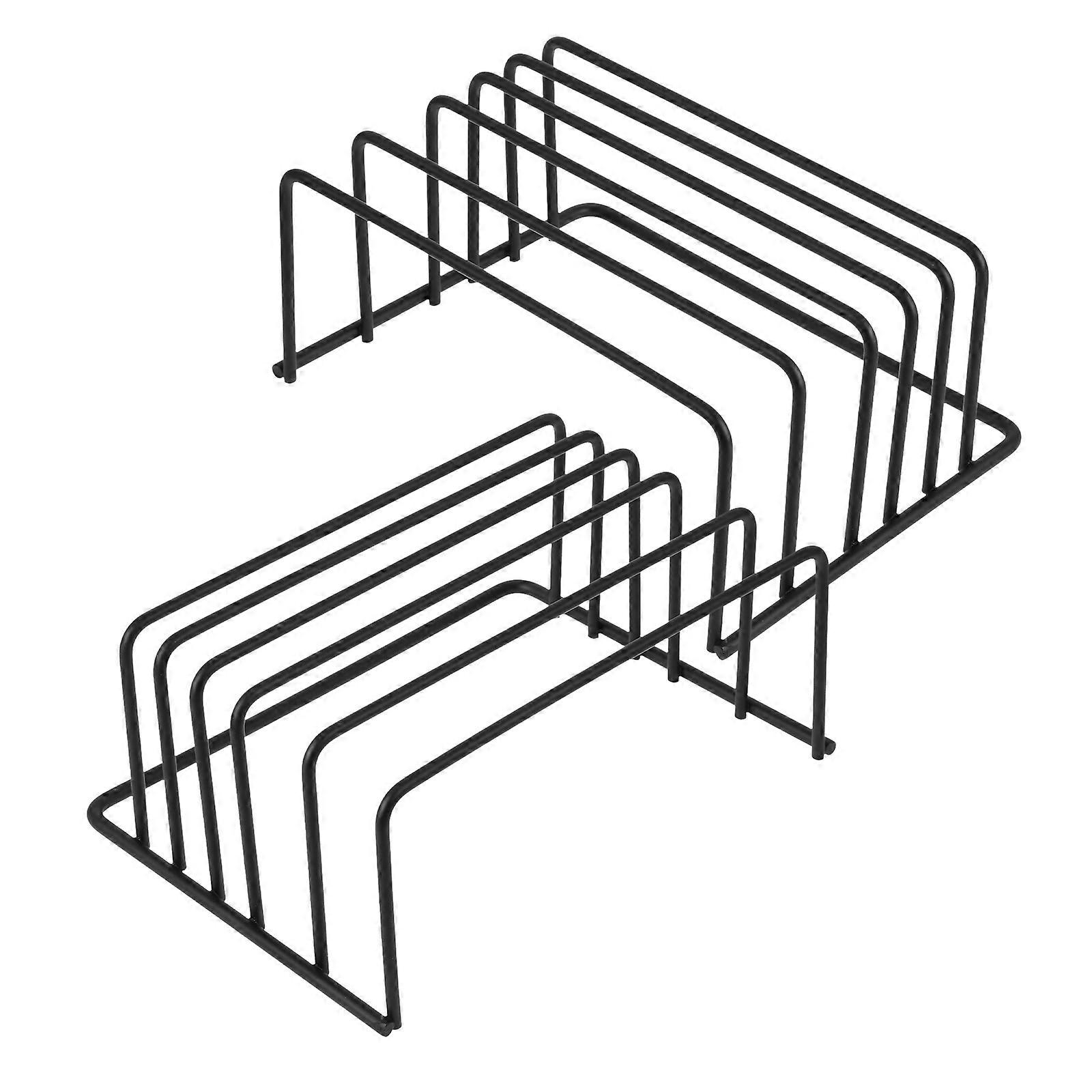 Pan and Lid Organizers Inside Cabinet Adjustable Spacing Black Bakeware Rack 2Pcs