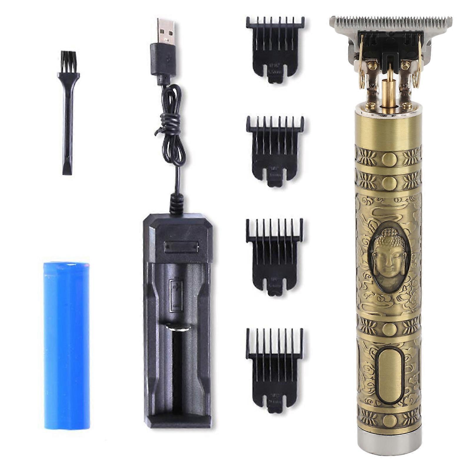 T9 USB נטענת מקצועי גוזם 0 מ"מ חותך קירח זקן גילוח כלי גילוף שיער מכונת חיתוך לגברים