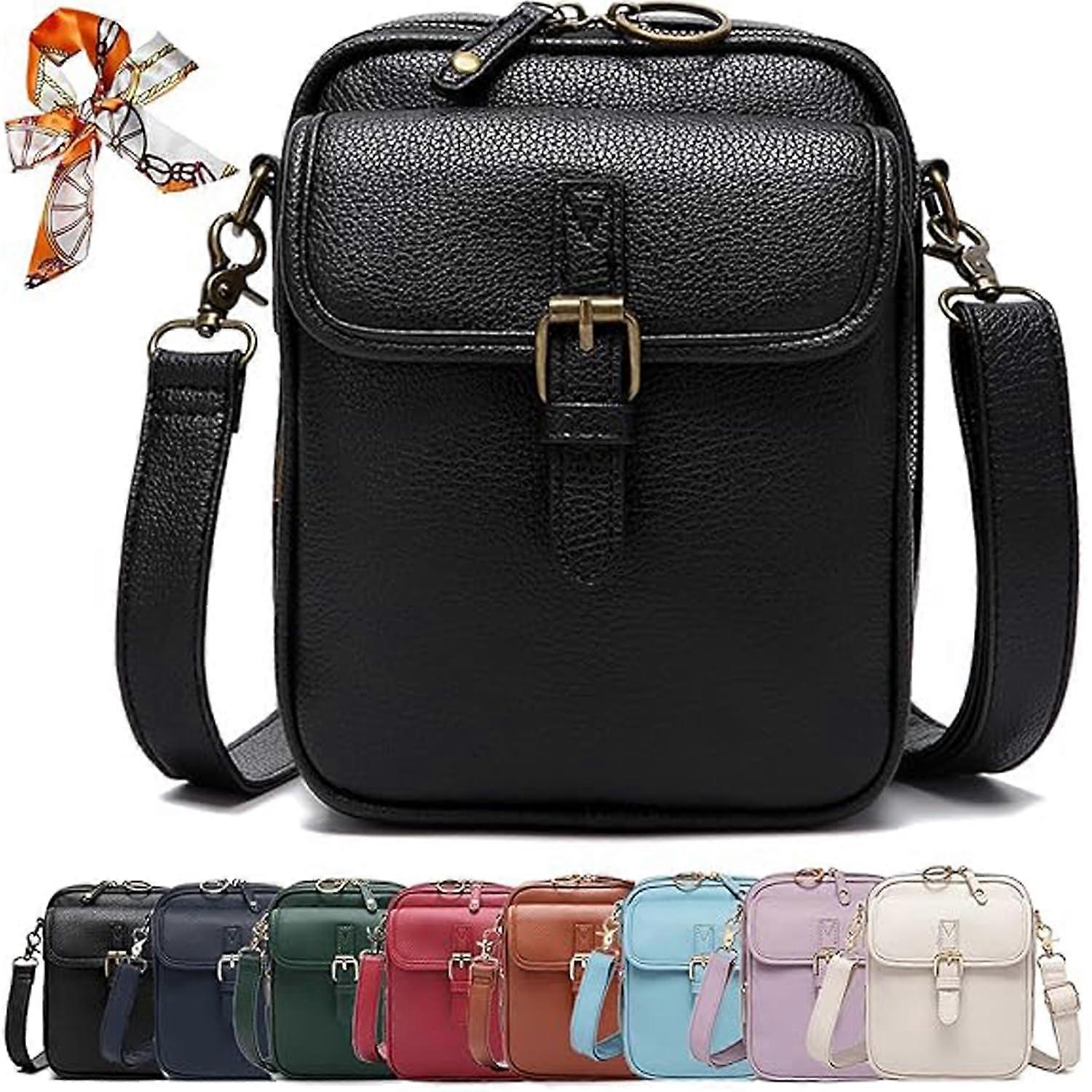Urvashi Women's Leather Shoulder Bag, AntiTheft with Wide Strap Black
