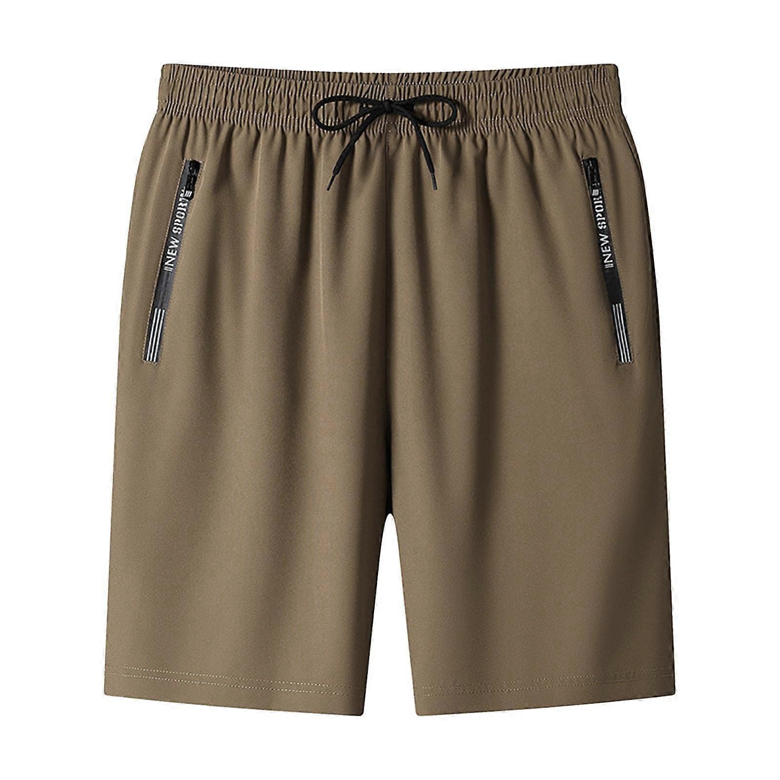 Men's Cycling Shorts Casual Comfortable Fit Versatile Simple Design Khaki 6XL