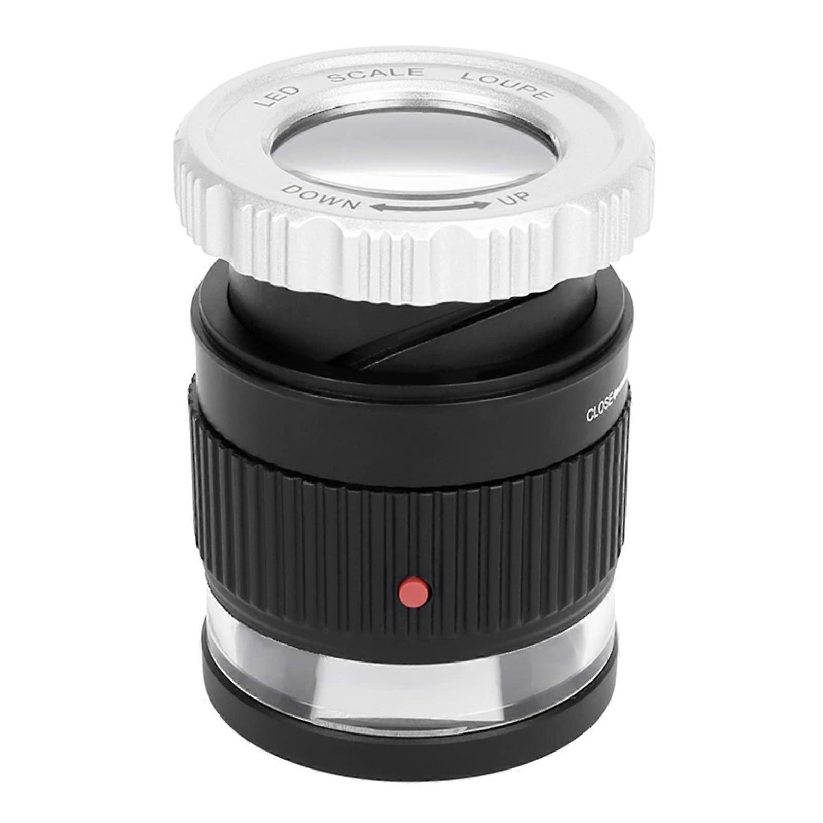 LED Scale Loupe 30x Adjustable Magnifying Glass with 3 LED Lights Black