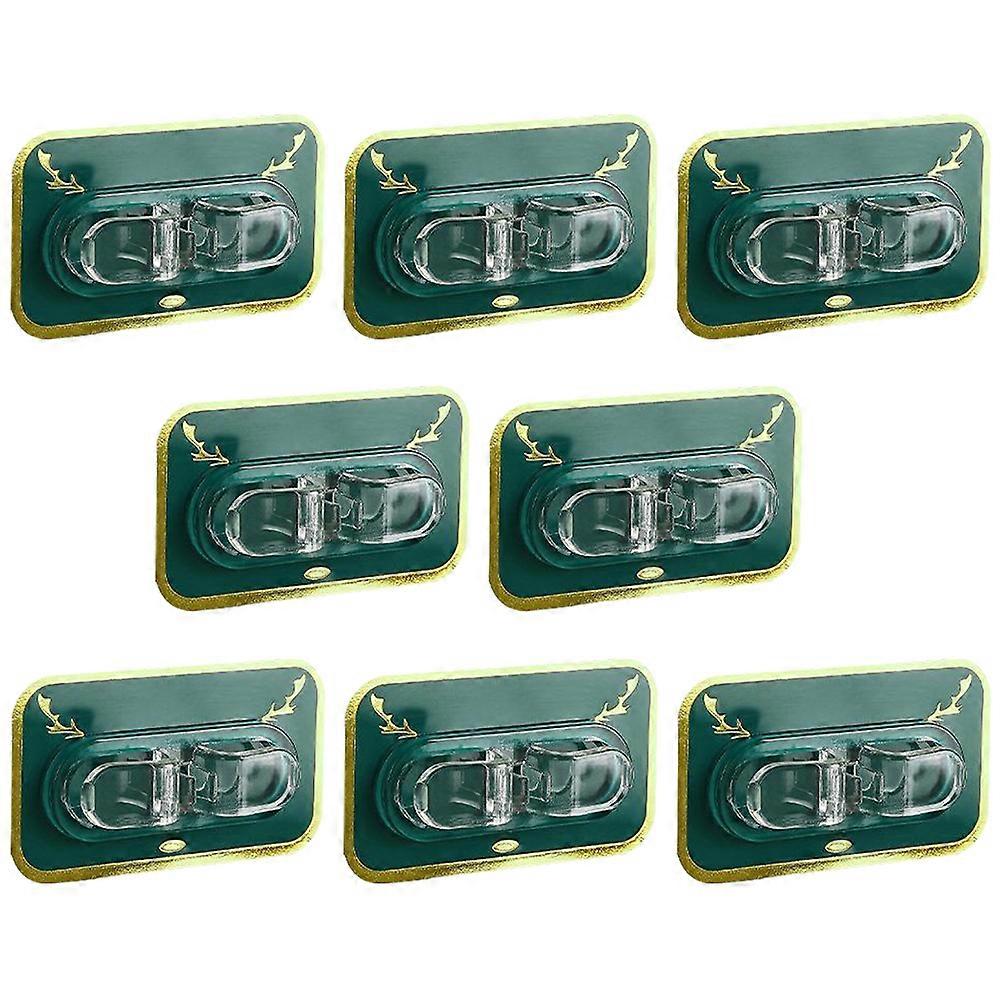 Cable Securing Wall Clamps Wire Management Tool Rectangular Shape Olive Green 8Pcs