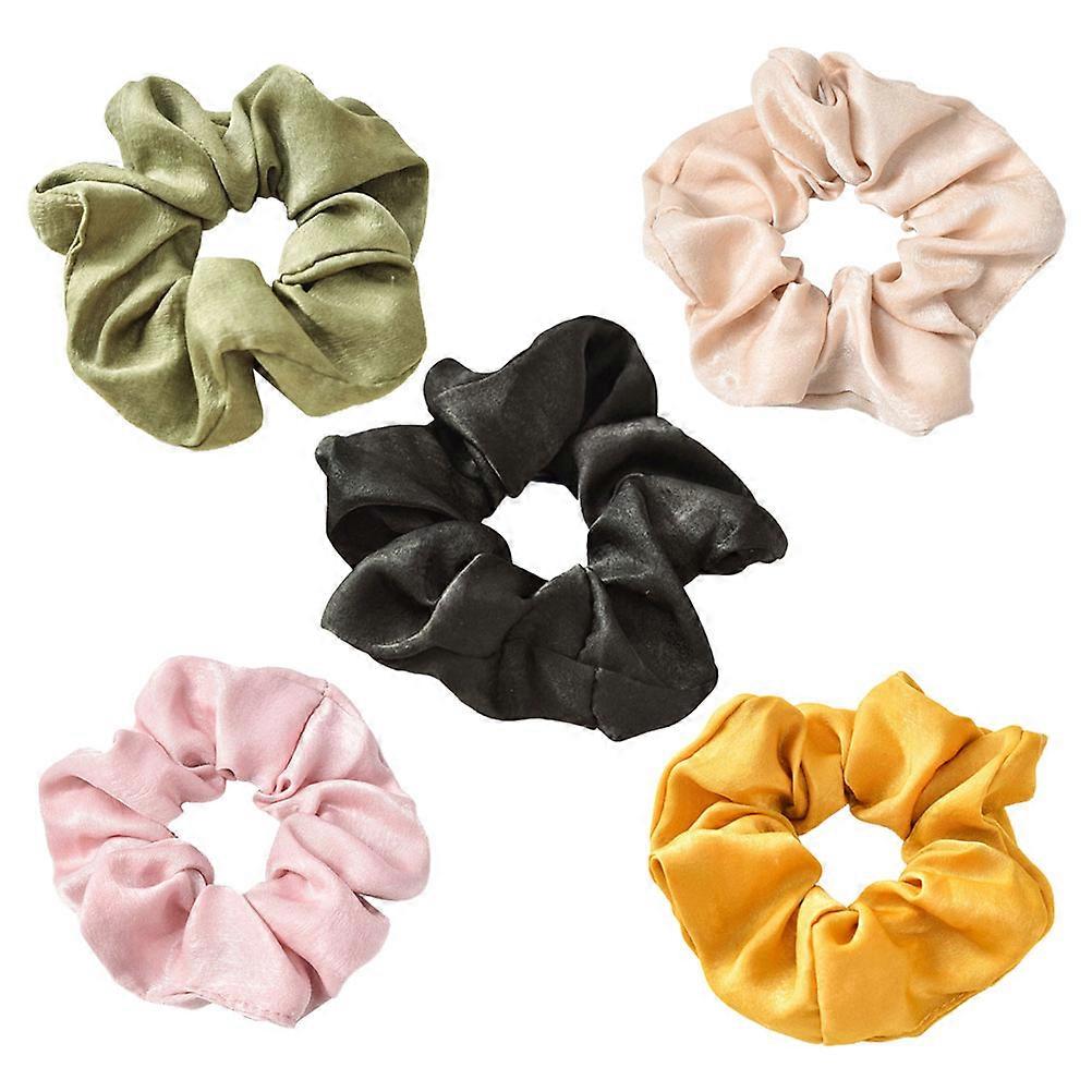 Here's a polished and professional product description based on your input:
**5pcs Elastic Ponytail Holders for Women – Solid Color Soft Stretch