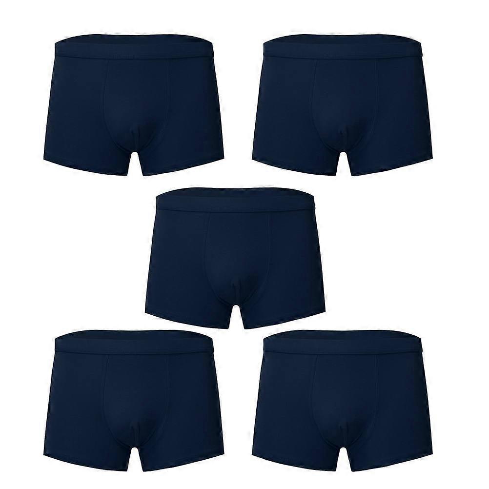 Breathable Briefs Men Cotton Fabric Simple Style Comfortable Wear Underwear Shorts 4XL Navy 5Set