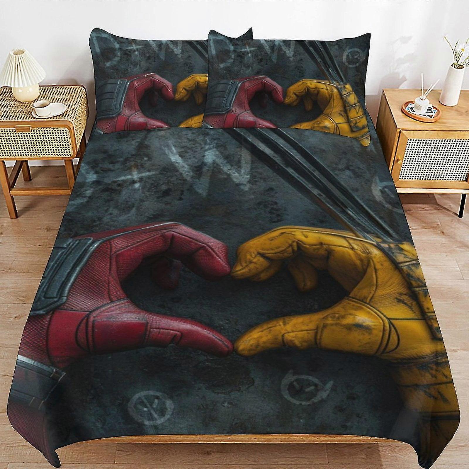 Conjunto de Cama de Desenho Animado Fofo, Decoração de Quarto Leve Impressa em 3D com 1 Capa de Edredom e 2 Travesseiros para Crianças 79x90