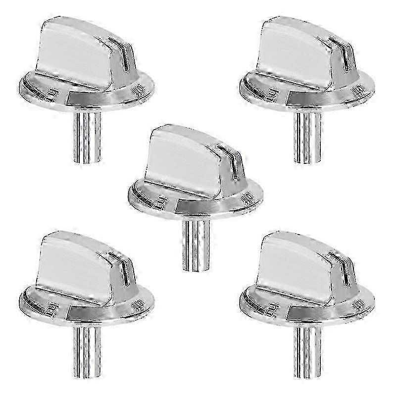 5-Pack Long Stem Silver Stove Knobs 5304525746 - Replacement Gas Range Oven Knobs for Easy Control