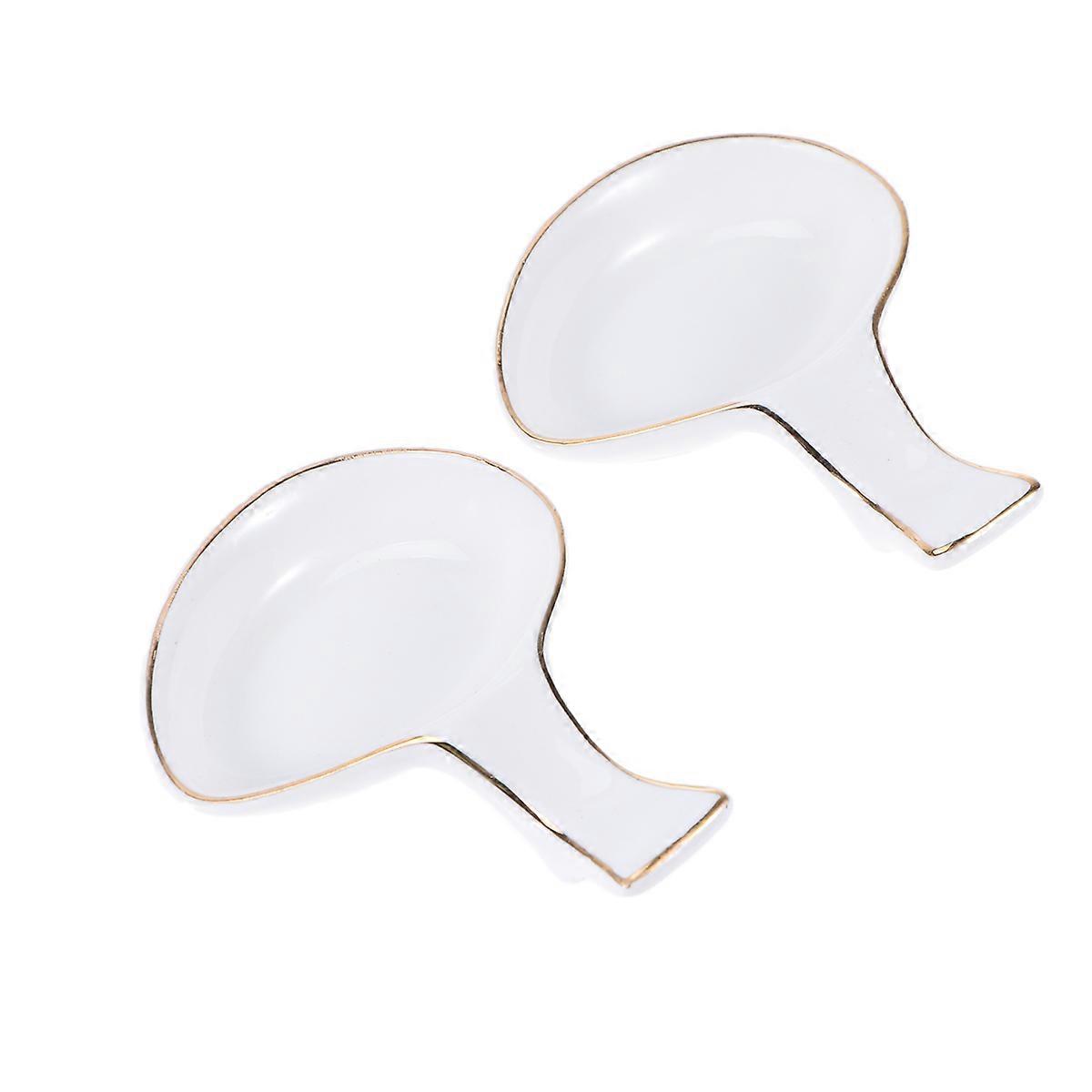 Ceramic Chopstick Holder with Gold Design for Holding Chopsticks White Color Keeps Table Clean and Elegant 2 Pieces