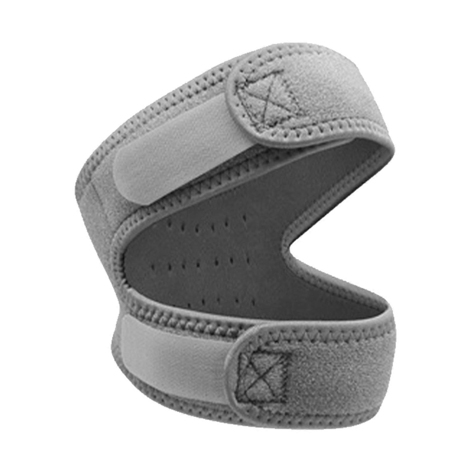 Knee Brace Tendonitis And Ligament Support Unisex Grey One Size Adjustable Strap Non Slip Comfort Absorption Recovery