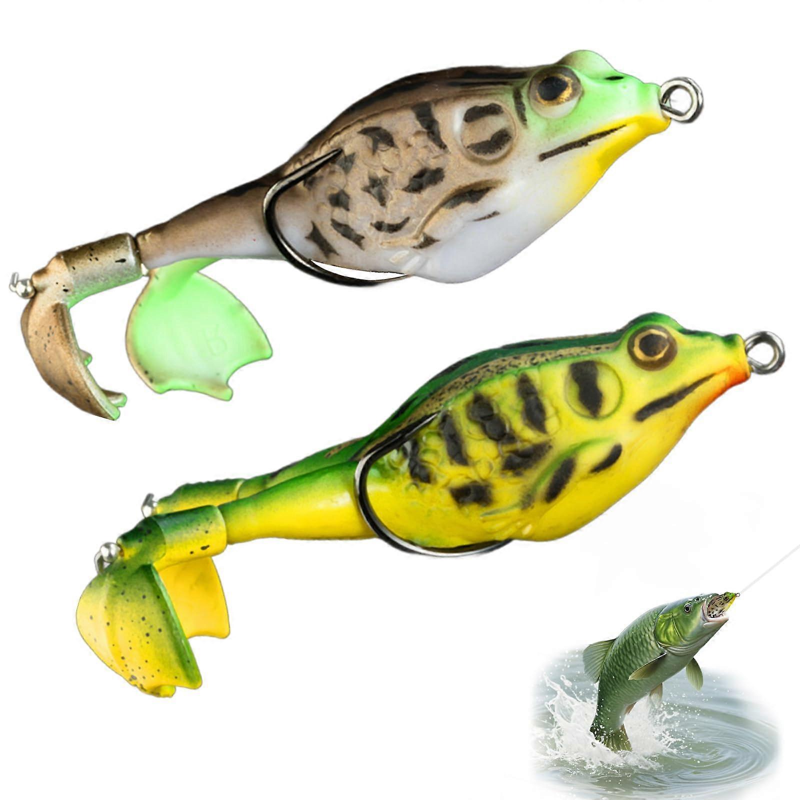 Pack of 2 Realistic Frog Bait, 9 x 3 cm, Fishing Lure, Mixed Bait Set