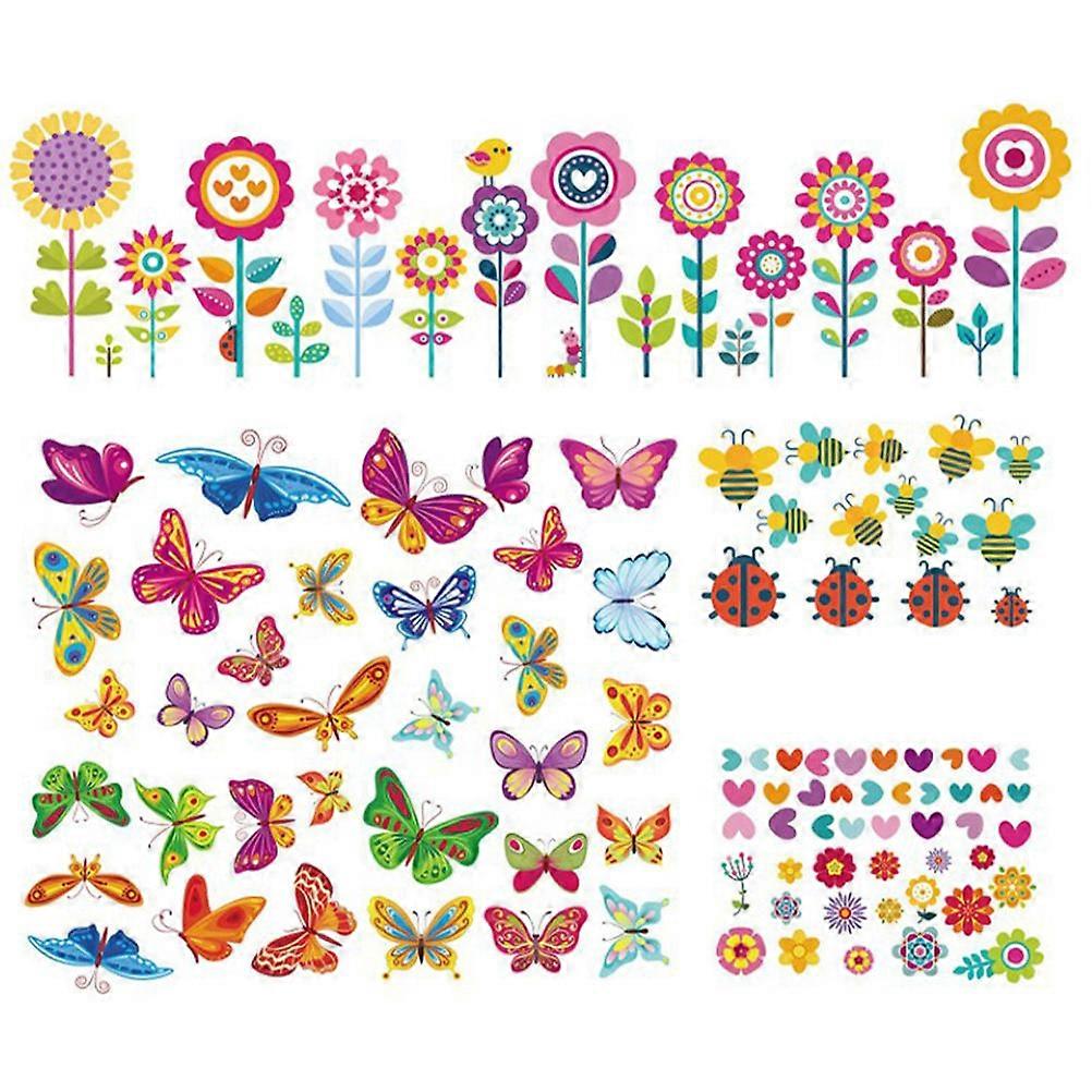 Flower Botanical Wall Sticker Creative Floral Wall Stickers for Classroom Spring Flowert Stickers PVC 9 Sheets