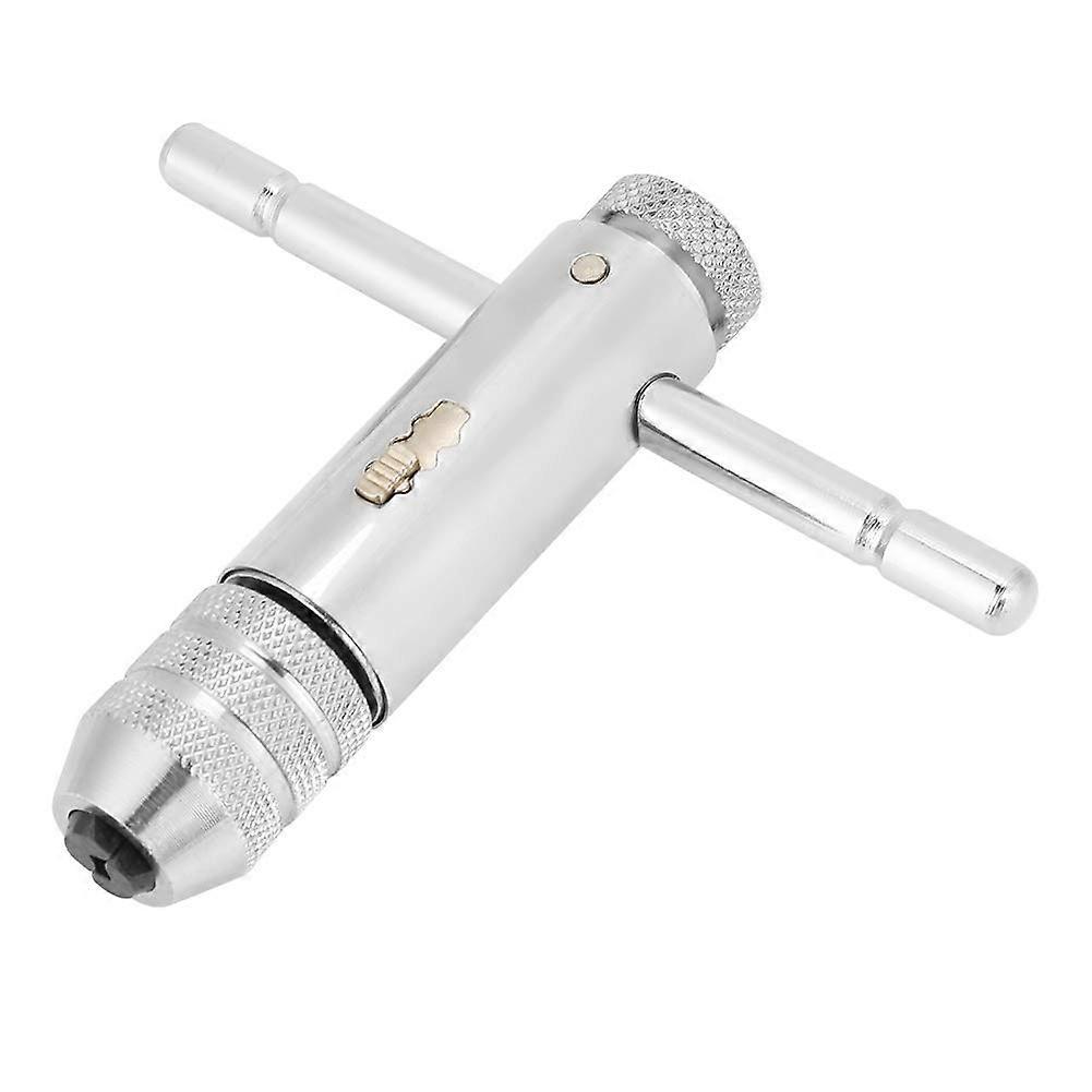 Adjustable T Handle Tool Holder with Sliding Handle for Taps M3-M8 M5-M12 Ratchet Tap Wrench Set Silver Finish