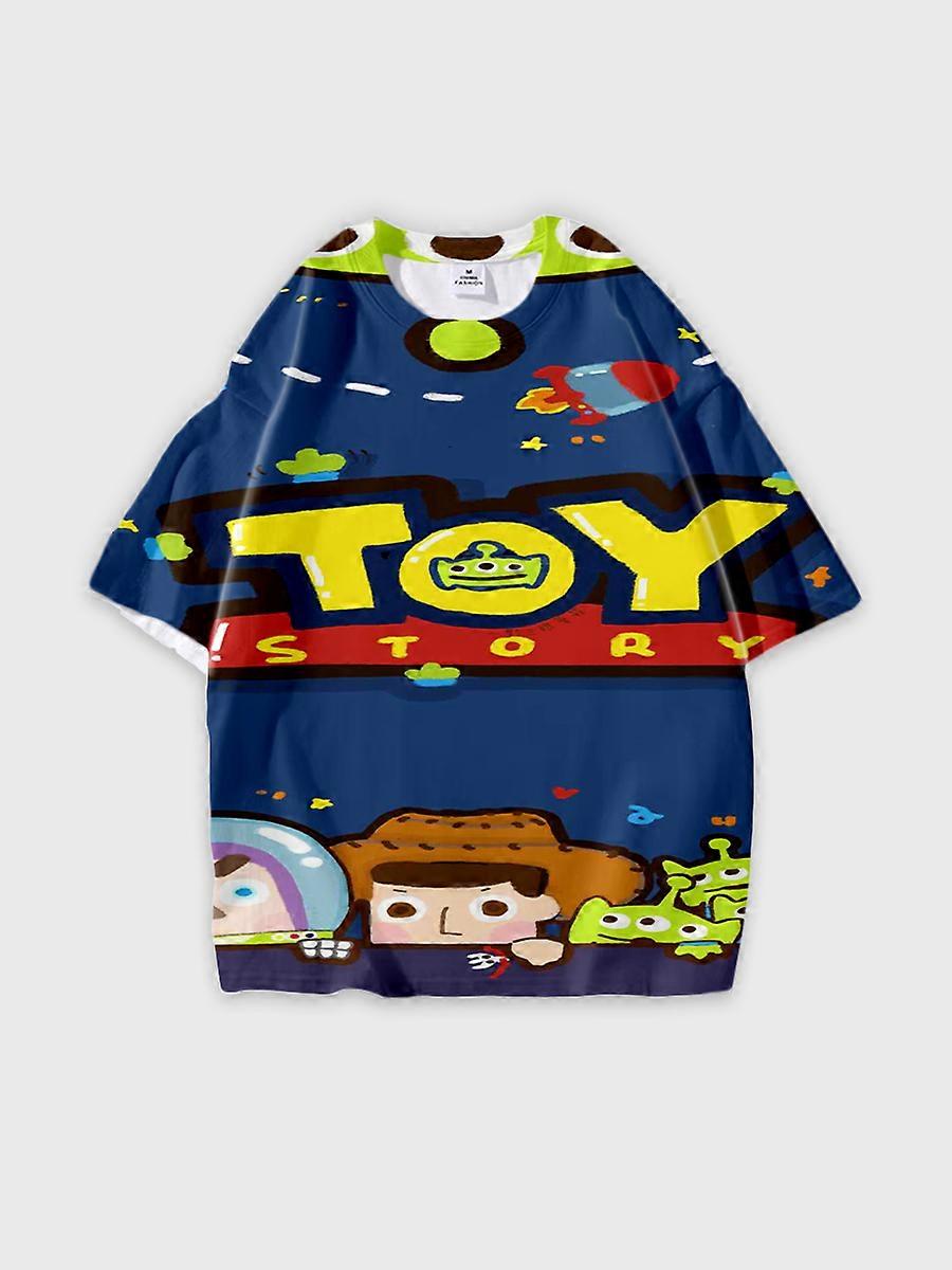 T-shirt girocollo Cartoon Pattern manica corta sciolta P2949