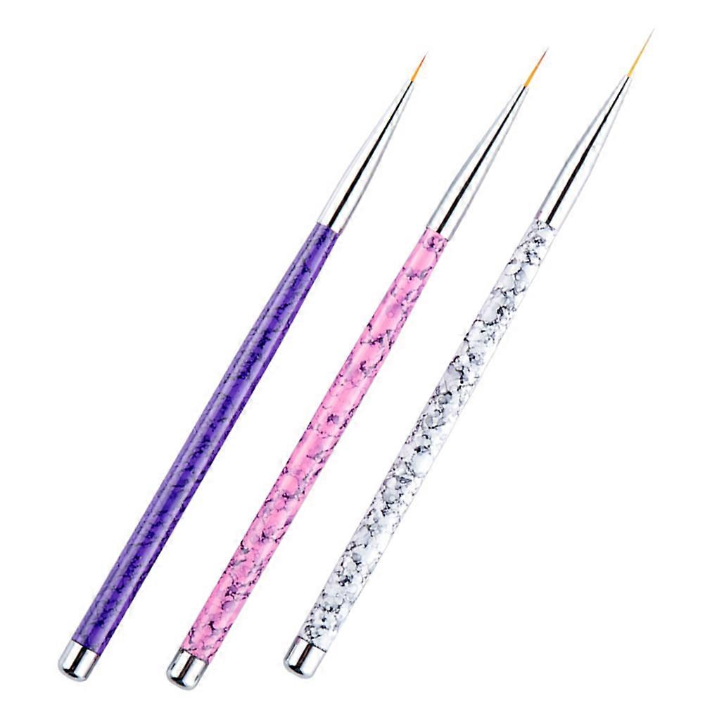 Nail Art Liner Brushes for Painting Use Lightweight Comfortable Assorted Color 3pcs