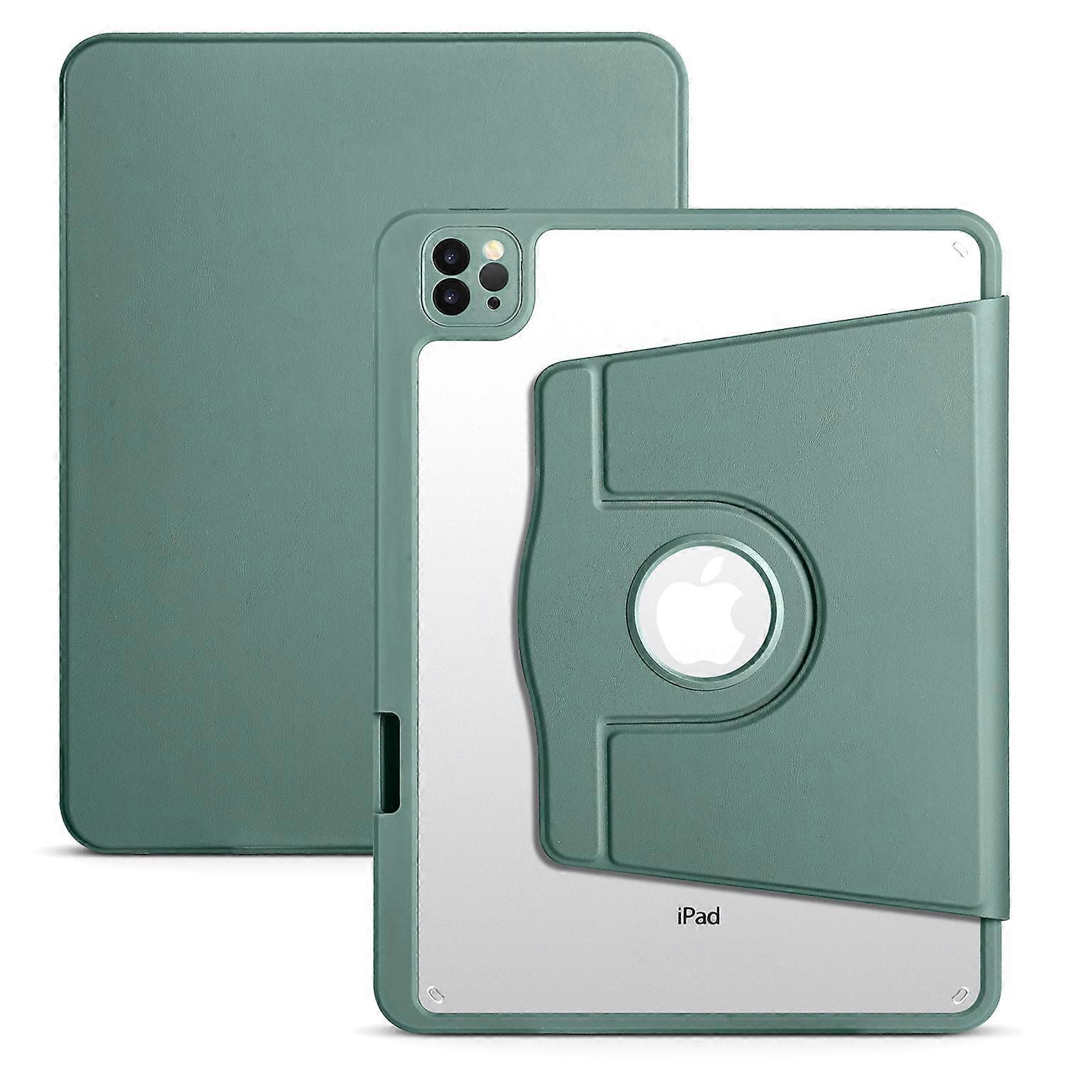 עבור iPad Pro 12.9 אינץ' (2018) (2020) (2021) (2022) כיסוי עור PU מעמד סיבובי נרתיק טאבלט אקרילי עם מחזיק עט ירוק שחור