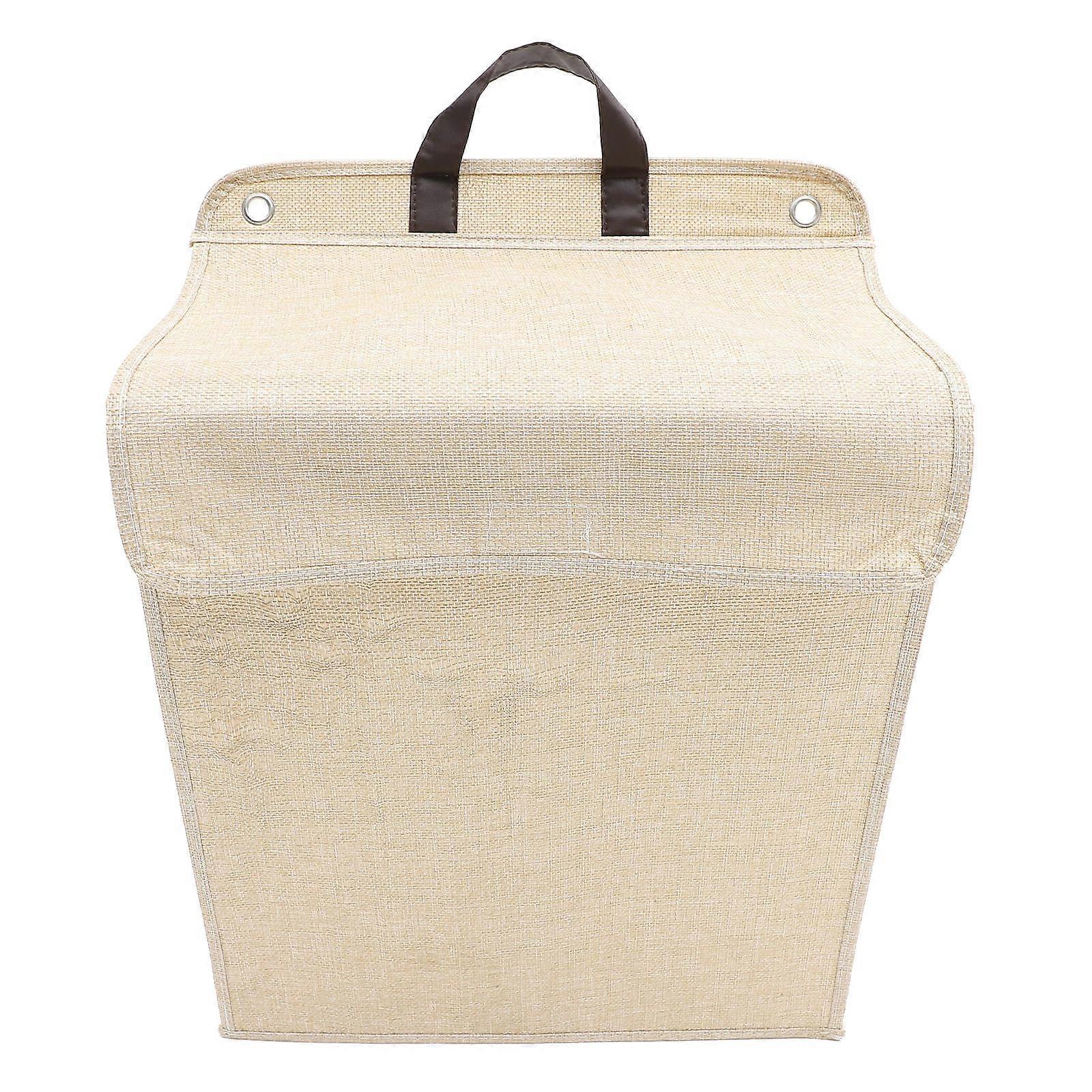 Wall-Mounted Foldable Laundry Basket Rectangular Lidded Home Use Beige 48X36X21CM Wall Hanging Storage 1Pcs