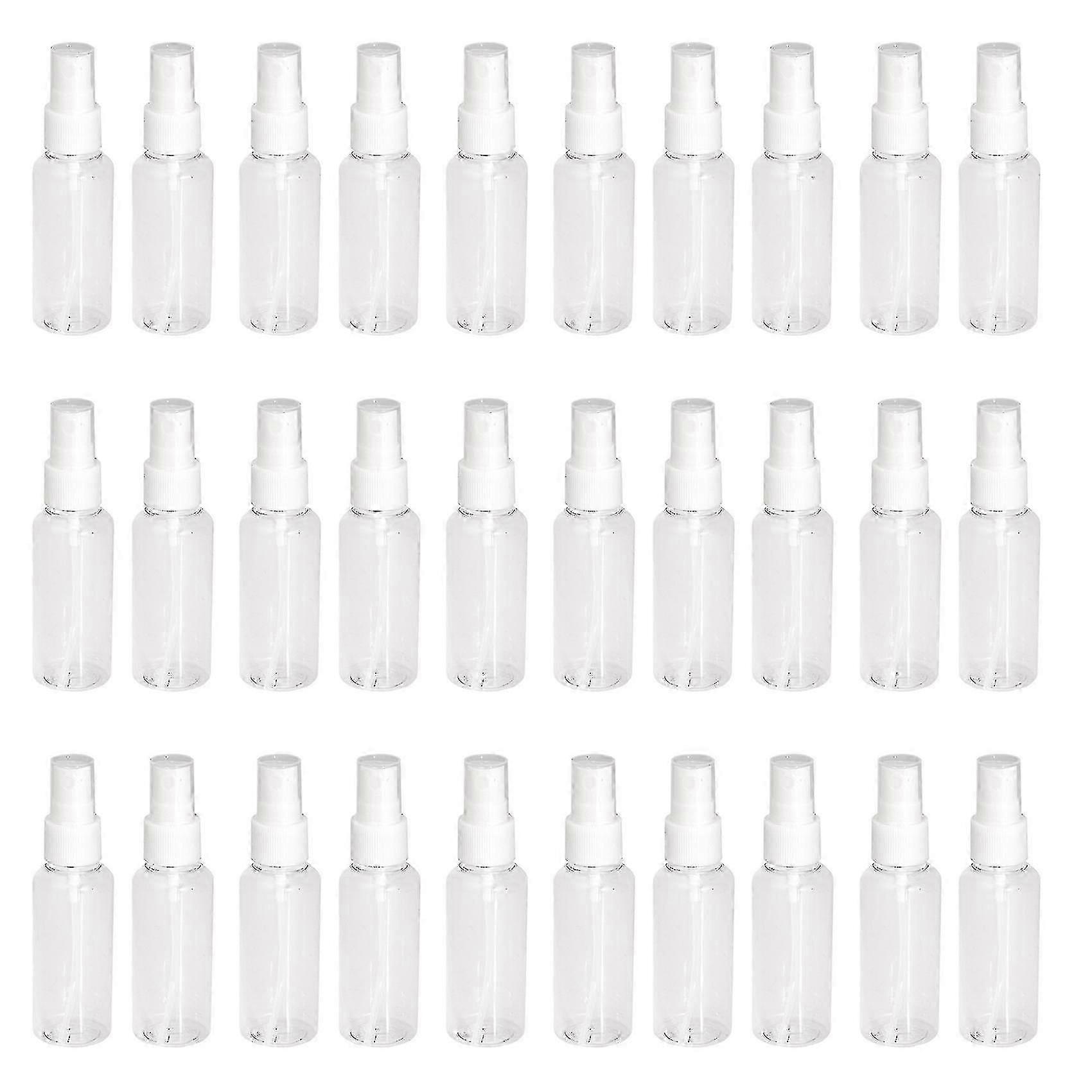30pcs Transparent Empty Spray Bottles 50ml Plastic Mini Refillable Container Empty Cosmetic Contain