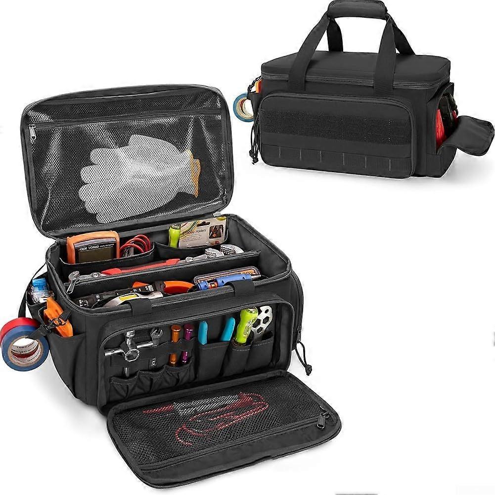 35.6 cm Multifunctional Tool Bag With Padded Handle And Non-Slip Bottom For Electricians And DIYers Quick-Access Khaki