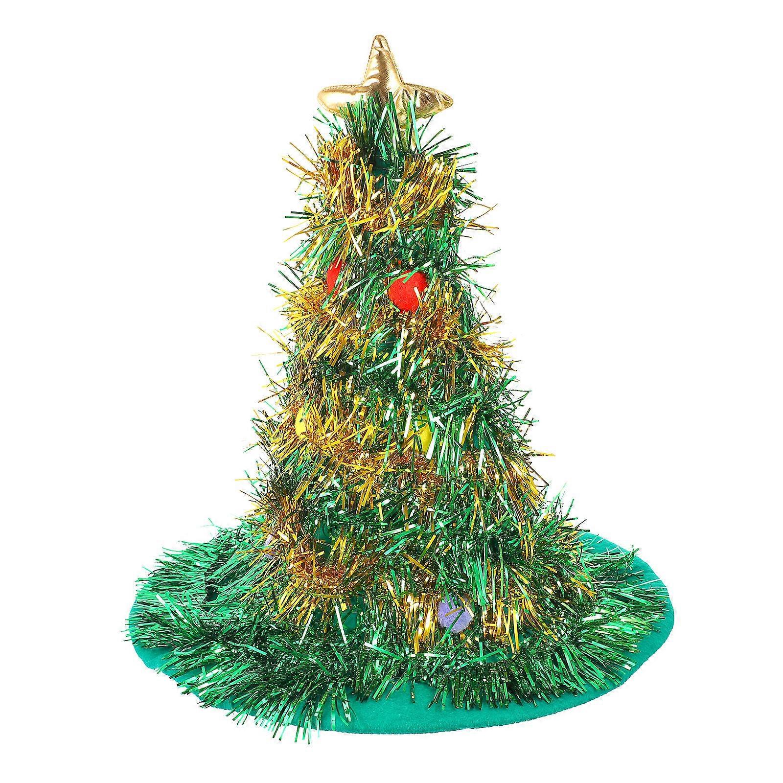 Xmas Tree Shape Party Favor Hat For Kids And Adults 45x40cm With Light-Up Functionality 1Pack