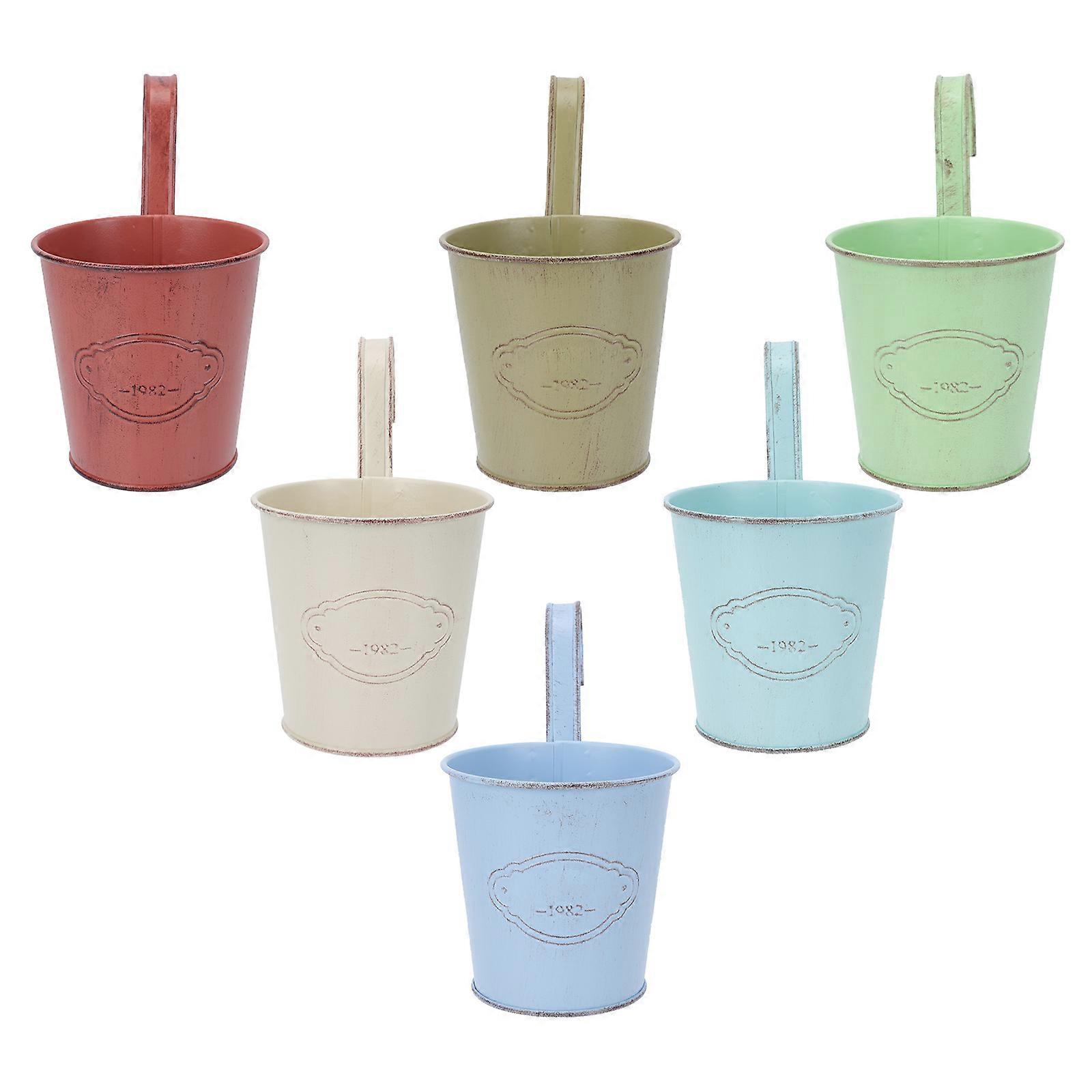 Metal Flower Containers Perfect For Displaying Hanging Plants In Assorted Color 6Pcs