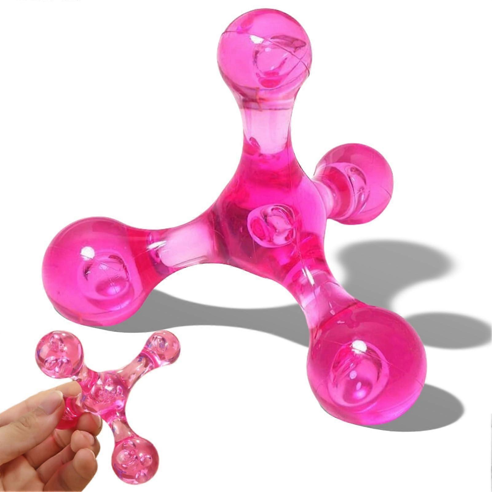 Trigger Point Massager Pack Of 2, 4-Point Roller, Mini Hand Arch Massager, Acupressure Manual Massager For Leg And Arm, Pink