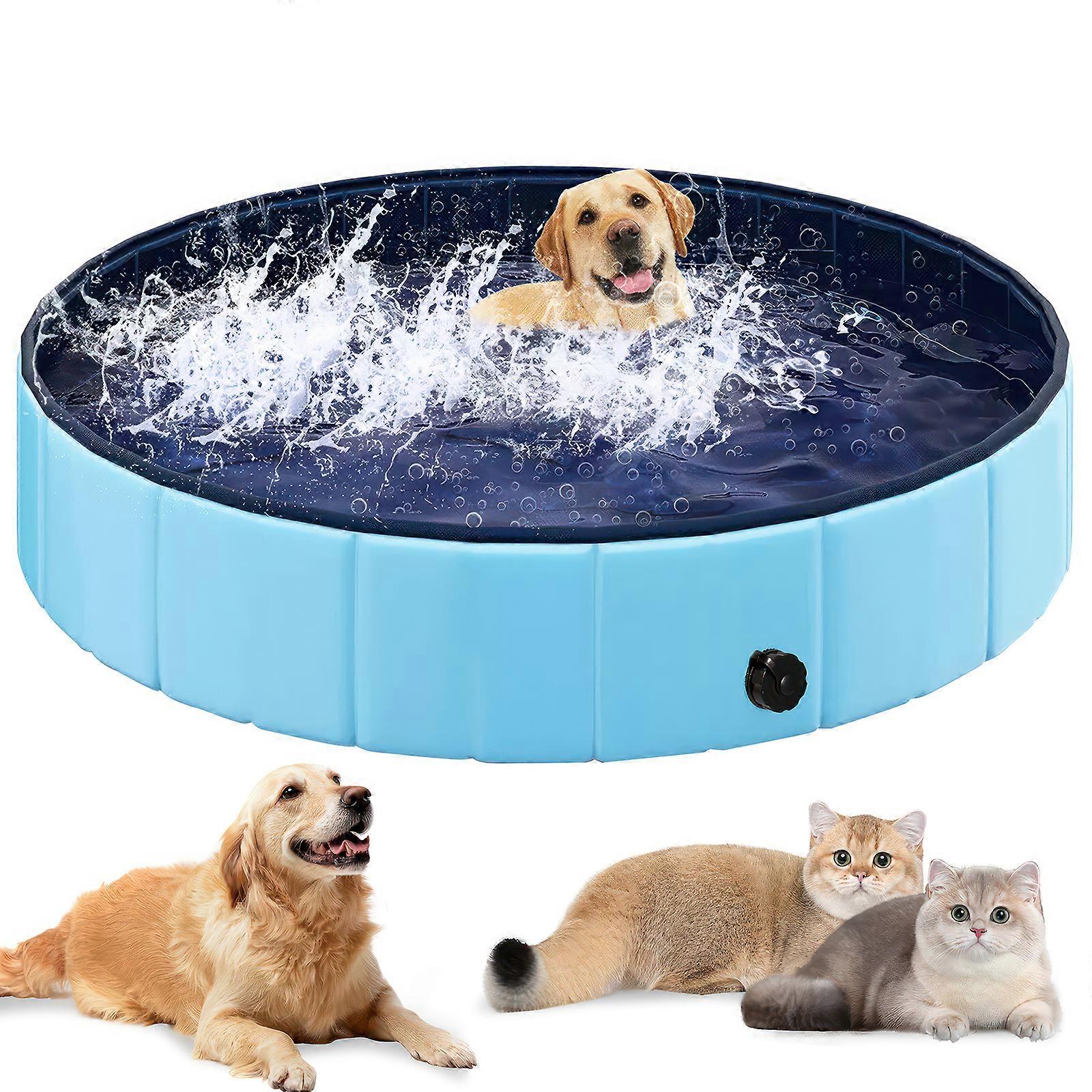 Portable Foldable Pet Pool_ Non-Slip Material Blue_80*20cm