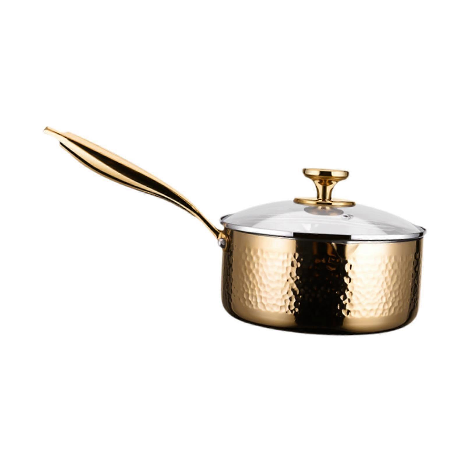 Stainless Steel Saucepan with Lid, Butter Warmer, Ergonomic Handle, Cooking Pot for Teahouse, Hotel, Restaurant, Kitchen, 18 cm
