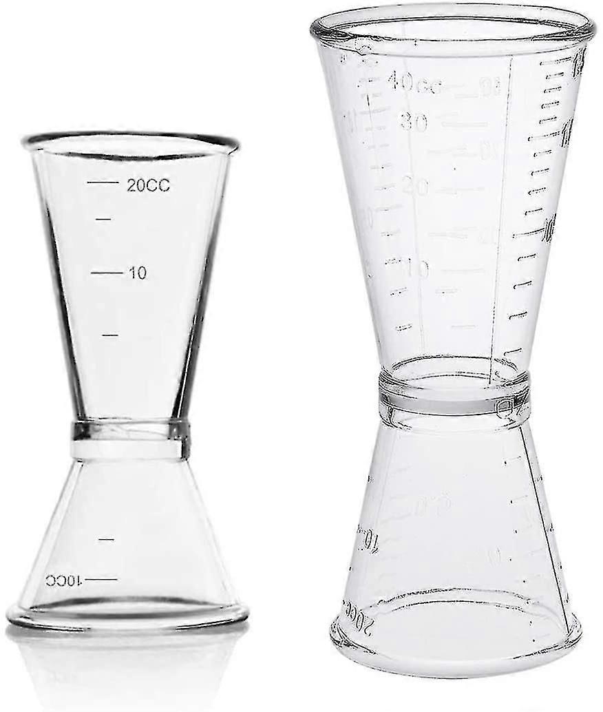 Double-Sided Cocktail Jigger for Precision Mixing - 10ml/20ml & 20ml/40ml - Transparent