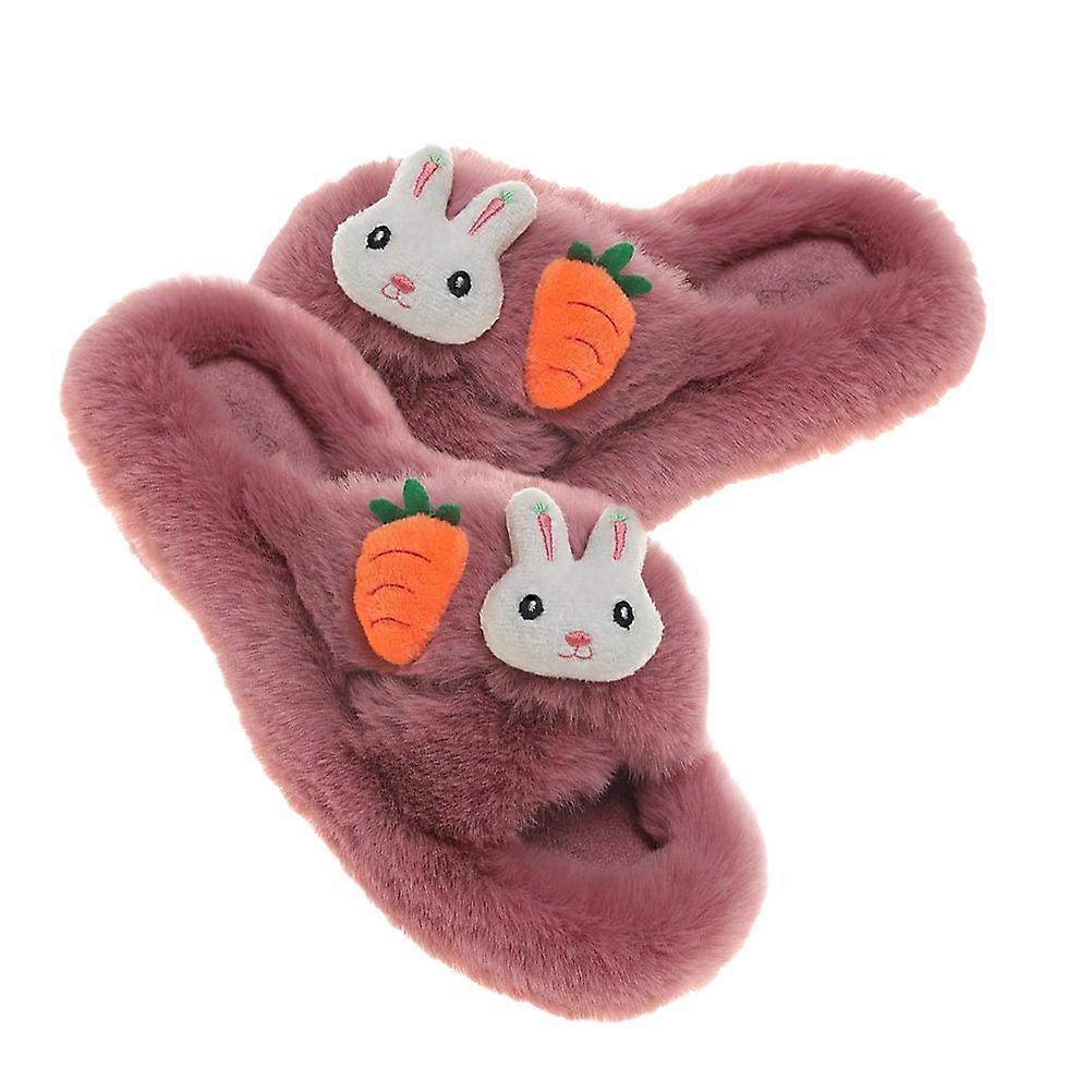 Plush Slippers 1Pair Pink Soft Indoor Shoes for Wearing and Time