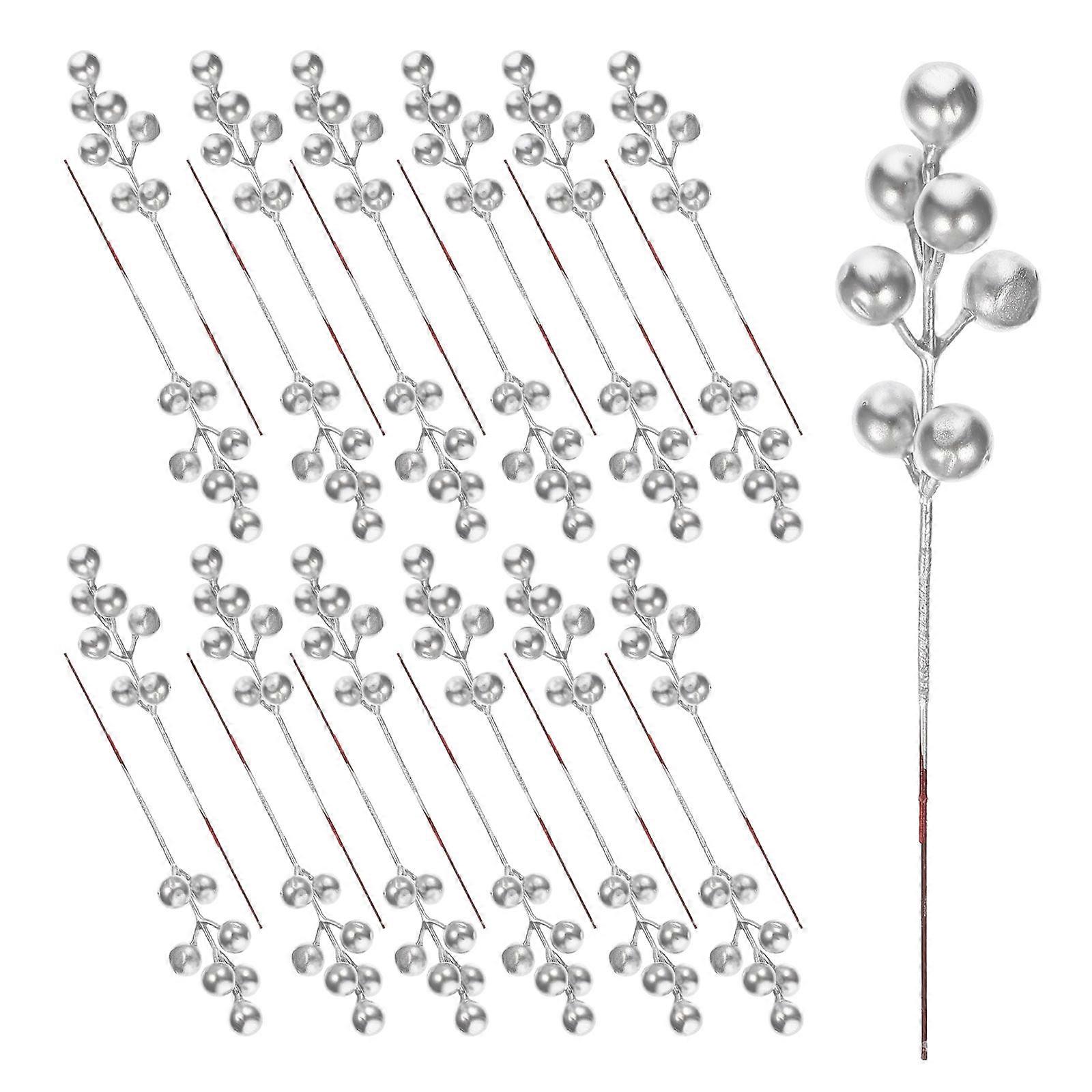 a polished and engaging product description based on your input:

 

**30pcs Artificial Berry Stems – Silver Glitter Berries Picks for Christmas
