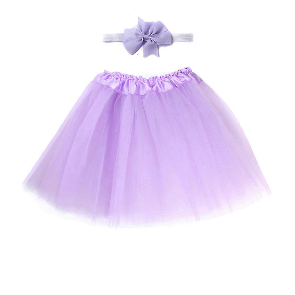 Costume Set With Tutu Dress And Bow Knot Headwear Hairpin For Girls In Lavender Color Perfect For Daily Wear Parties 1Pack