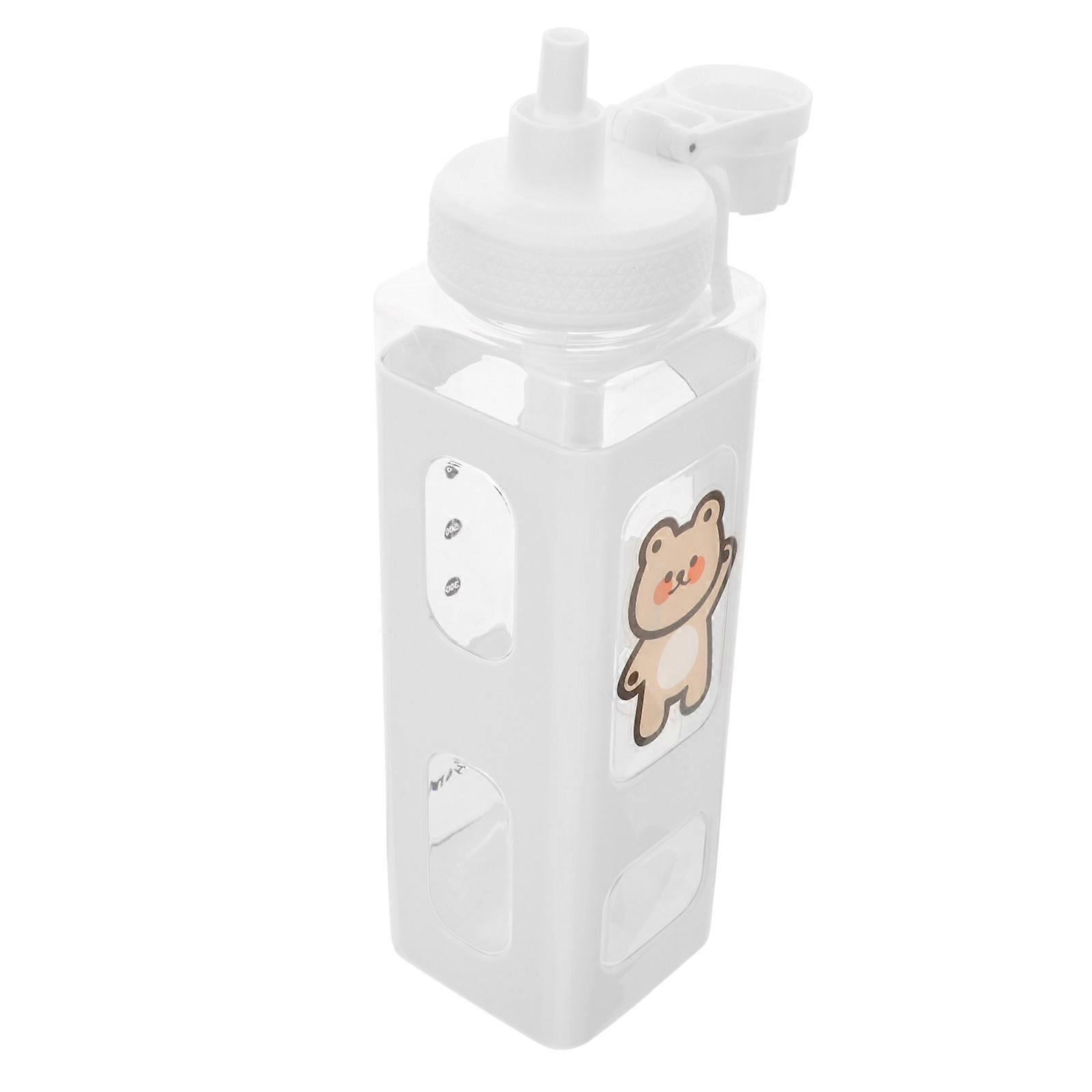 Children Drinking Bottle Lovely Design Square Shape White 700ml 1Pcs