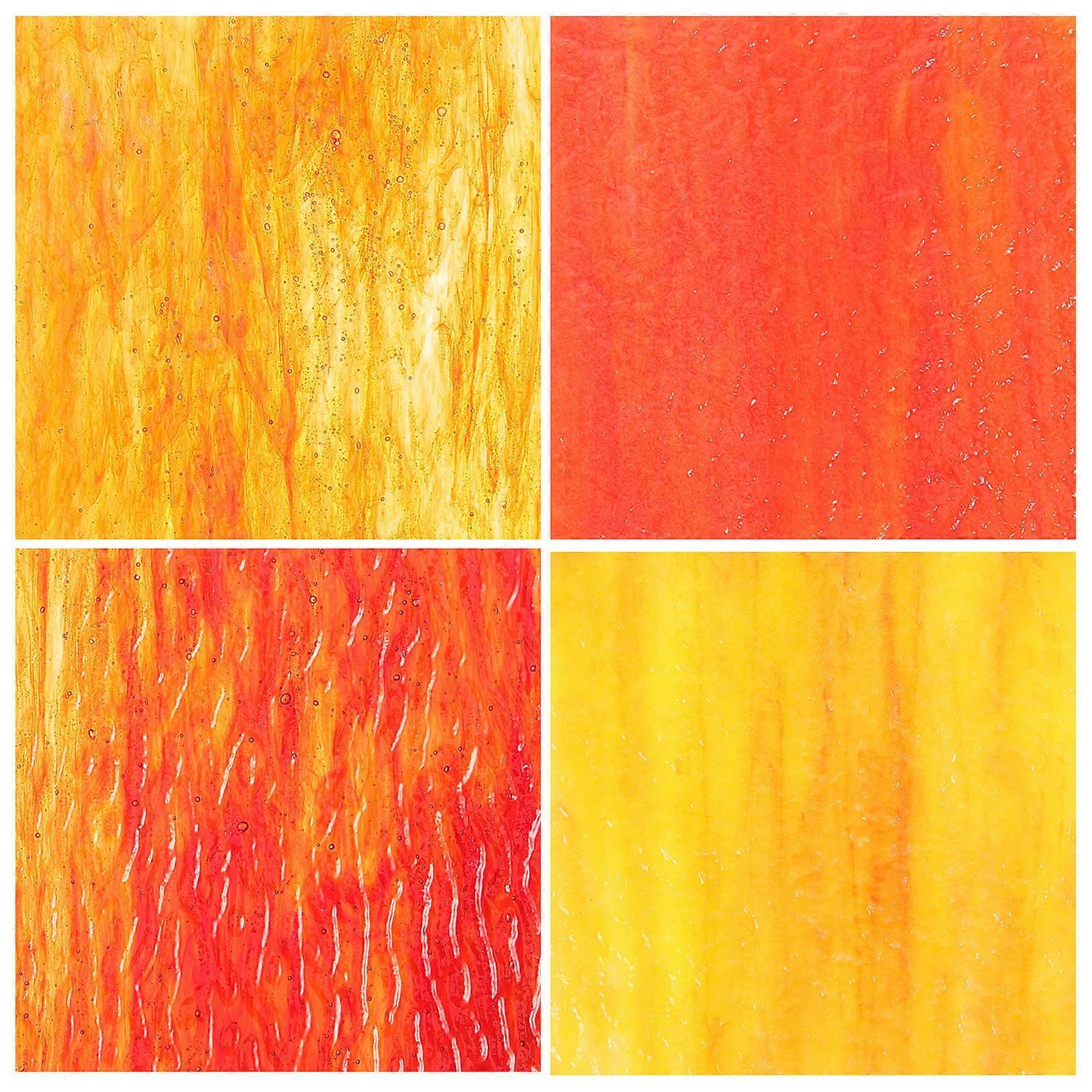 DIY Craft Glass Sheets 4Pcs Colored Tiles Textured Square Decorative Art For Home Use