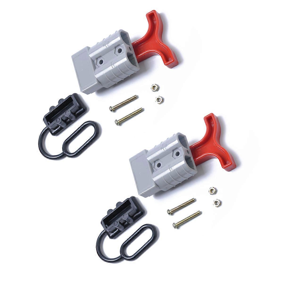 Forklift Connector Plug Universal 10-12 AWG 50A Battery Connect Quick Connector Plug For Electrical Devices Grey 2Pack