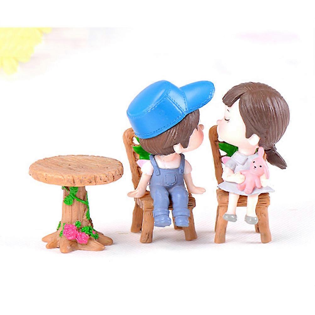 Table And Chair Design Mini Succulent Plants Decoration For Micro Landscape Modeling Assorted Color 3Pcs