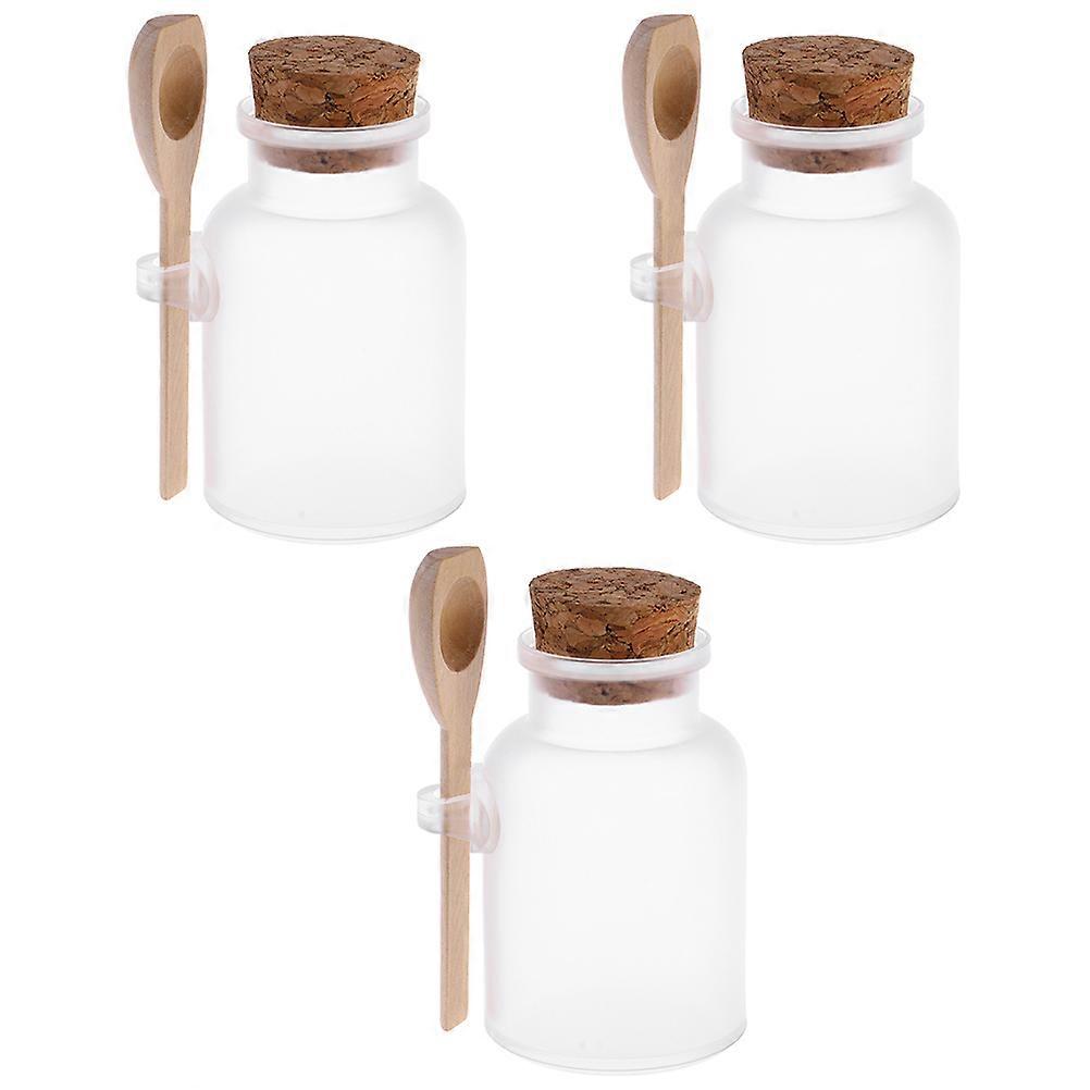 3 Pcs White Bath Salt Jars With Cork Cover Perfect For Daily Use And Cosmetic DIY Applications