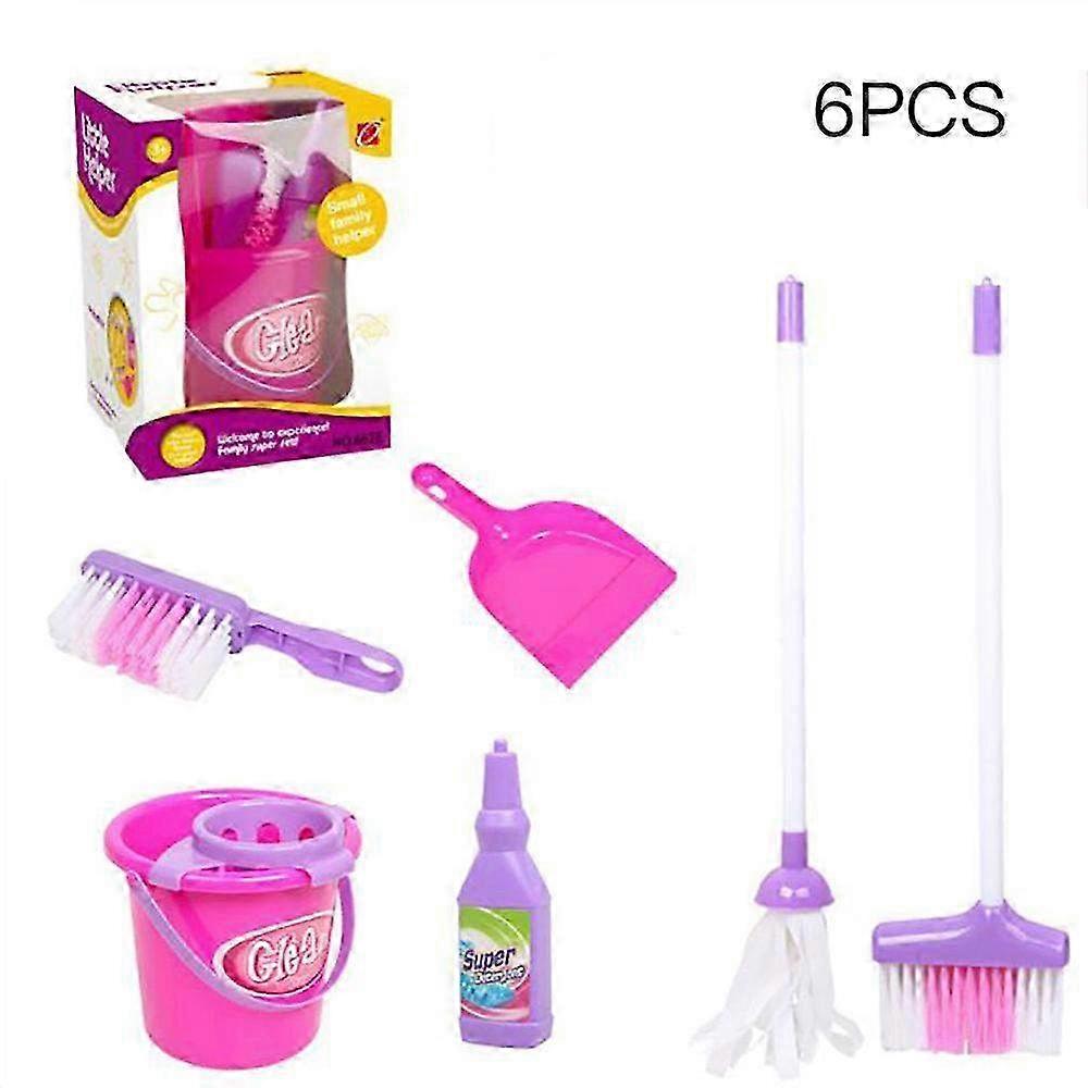 6-Piece Kids Cleaning Toy Set - Toddler Mop and Broom Set for Household Cleaning - Fun Role Play for Young Helpers