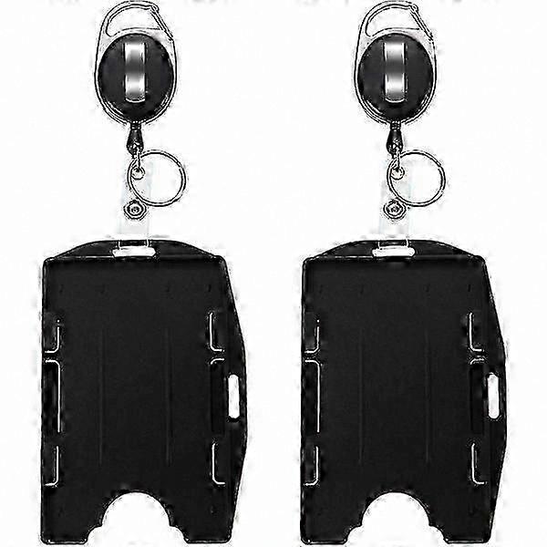 Dual Secure ID Badge Holders with Retractable Lanyard for Office and Travel Use