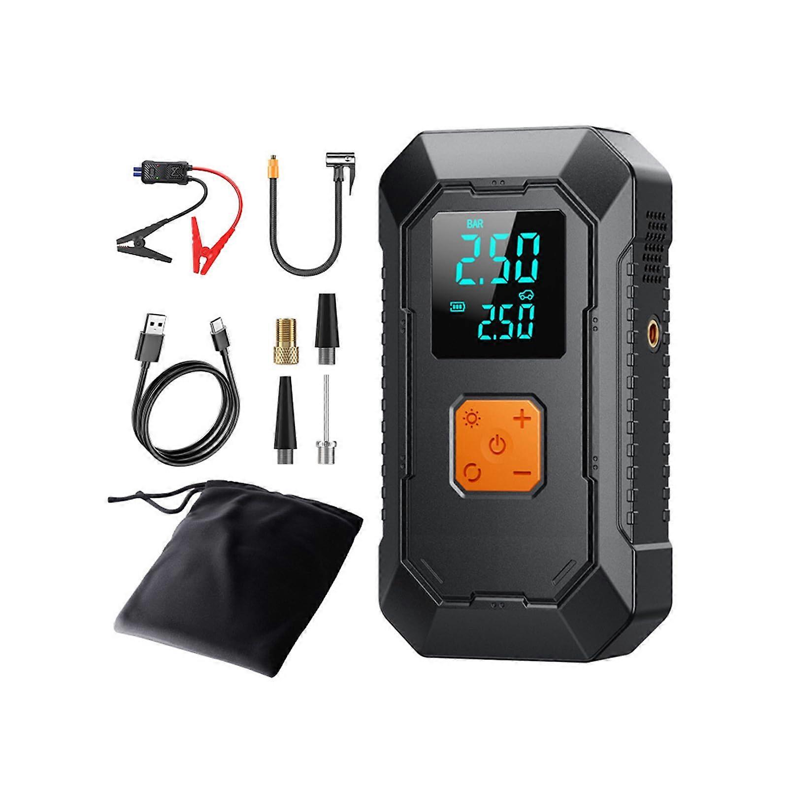 Cordless Tire Inflator Rechargeable Air Compressor For Car Motorcycle Bicycles Balls With LED USB C Power Adapter Air Compressor For Car Motorcycle