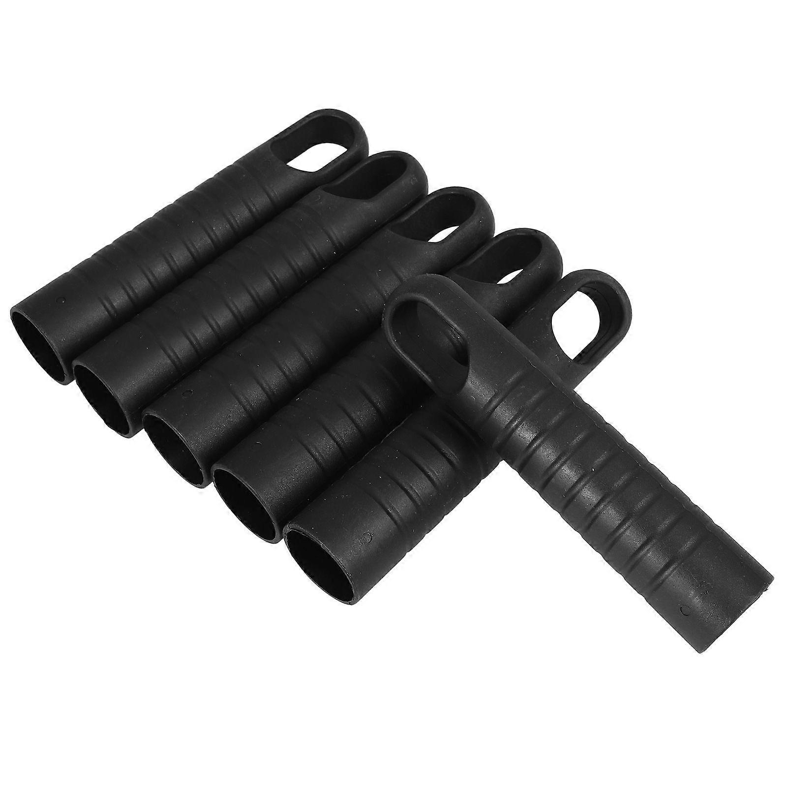 6pcs Mop Handle End Cap Mop Rod Handles End Sleeve Replacement Grips For Reaching Pole Clothesline Stick Broom Tube Tail Hanger Black