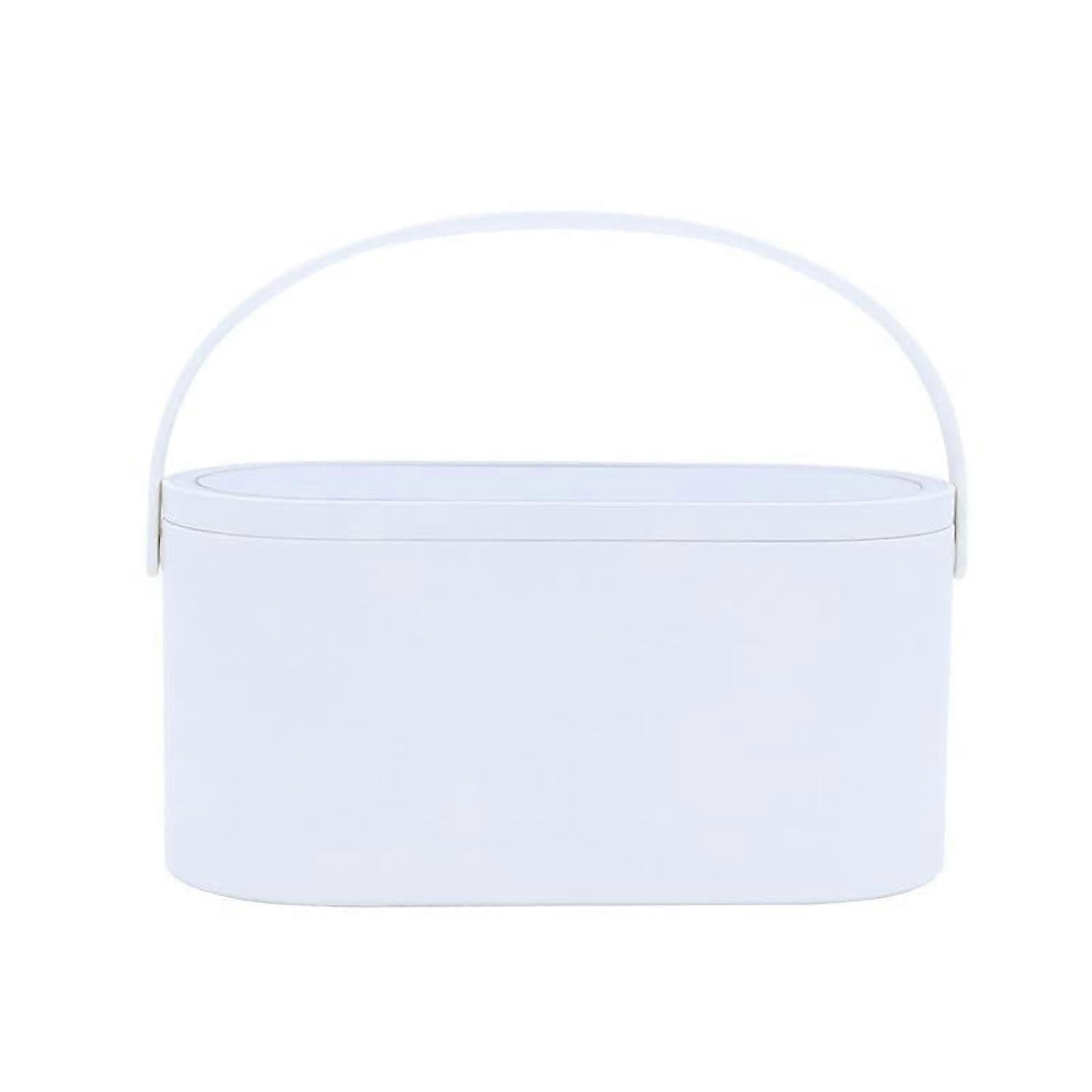 Portable LED Makeup Box - Travel Makeup Organizer With Built-In LED Mirror, White
