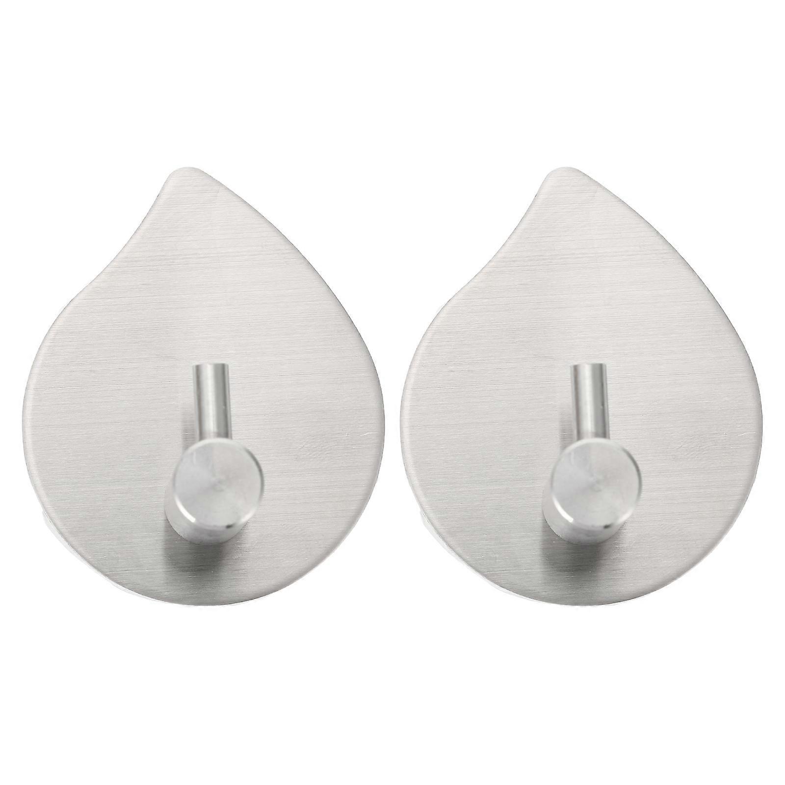 Self-Adhesive Hooks Square Hook for Kitchen Silver Stainless Steel Bag Holder 2Pcs