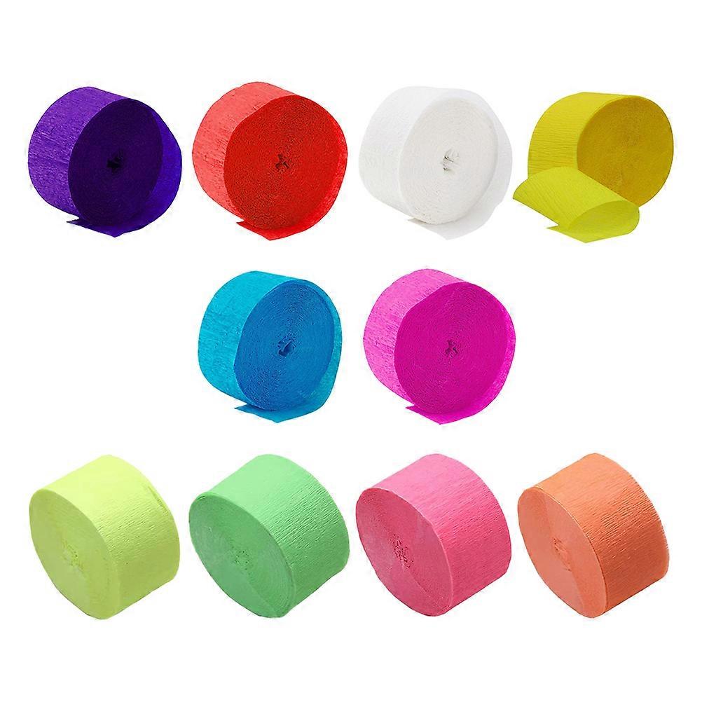 Assorted Color Crepe Paper Streamers for Decorations 10 Pcs Each Roll 6.5ft Long