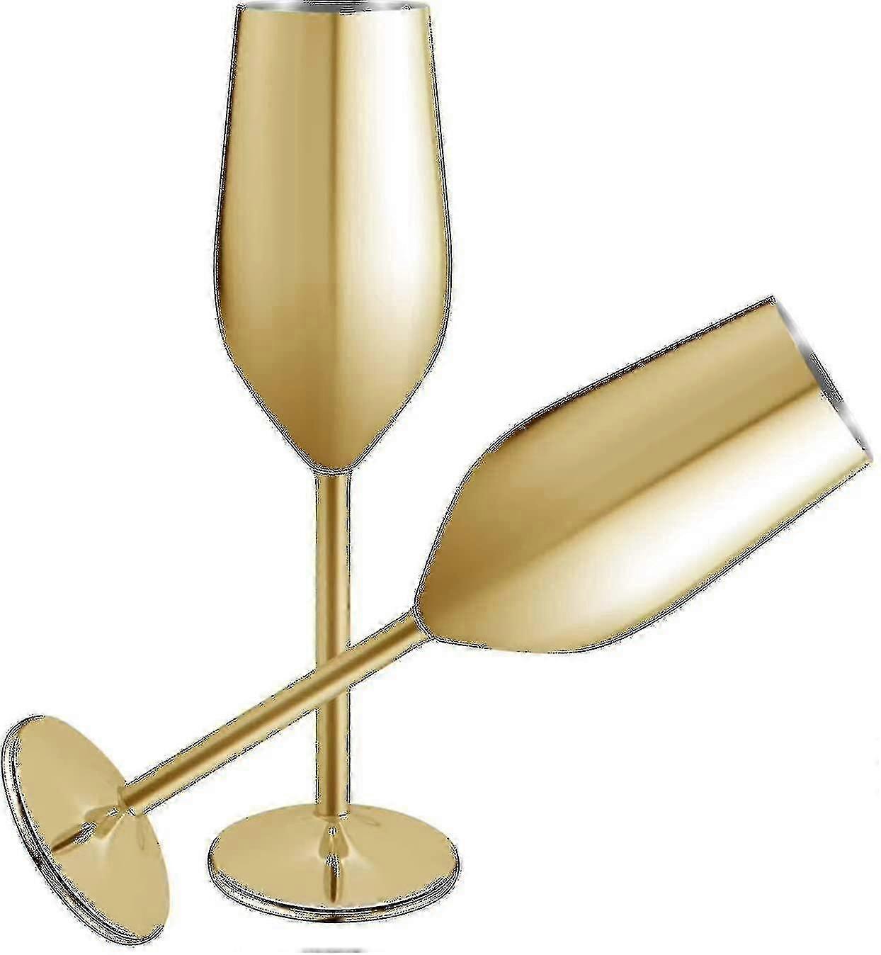 2 sets roestvrijstalen champagnefluitglazen, 200 ml goud