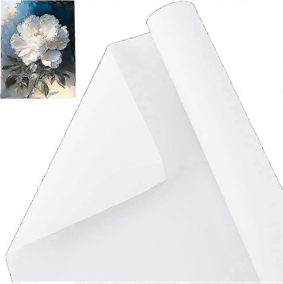 14.7 بوصة × 5.5 ياردة قماش قطني مزدوج معبأ لفة قماش أبيض 0.3 مم لفة قماش قطني سميكة للوحة ورق قماش جيسو مزدوج معبأ ل O