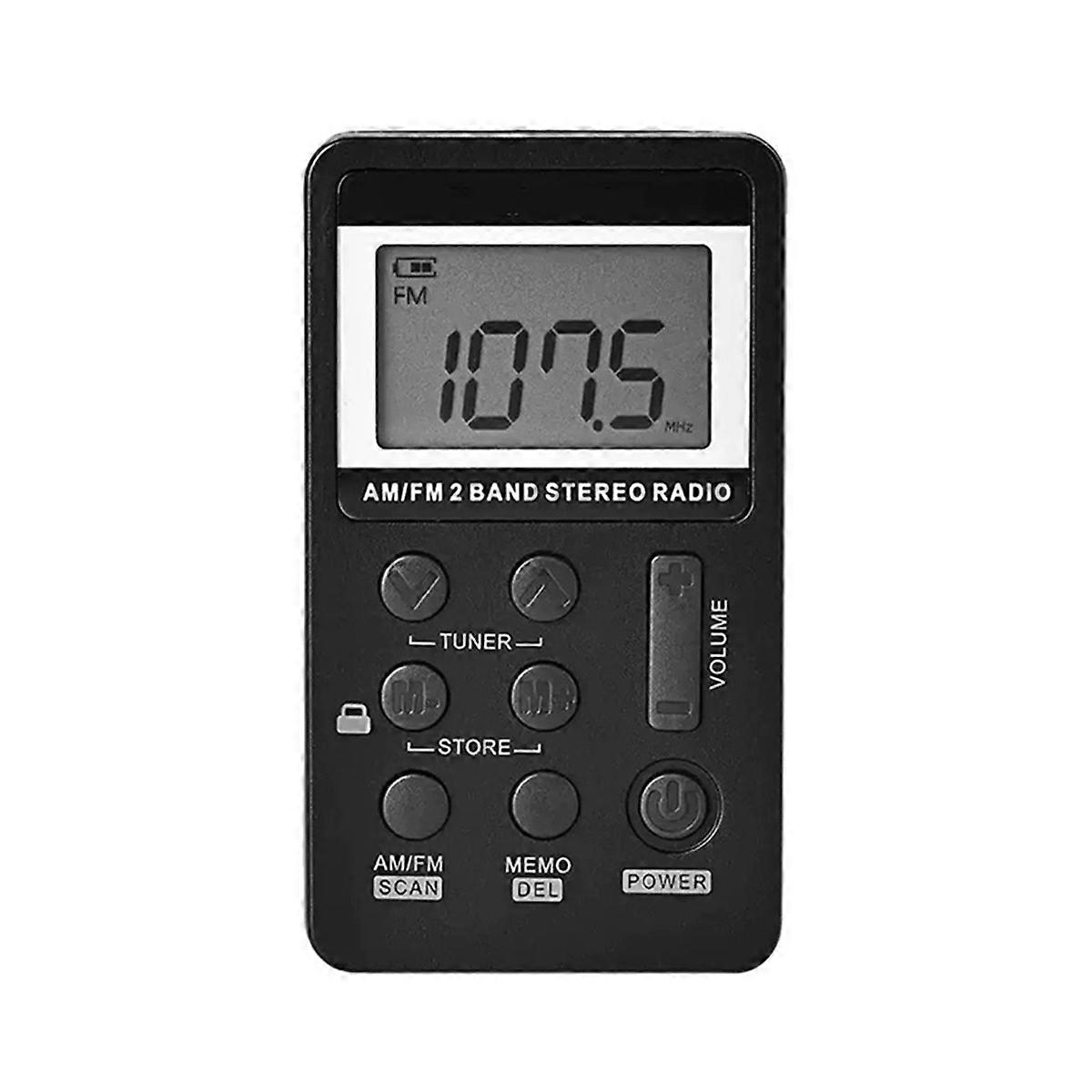 Mini Radio Portable AM/FM Dual Band Stereo Pocket Radio Receiver with LCD Display Earphone & Rechar