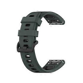 Bi-color Silicone Smart Watch Band for Garmin Fenix 7/Fenix 6/Fenix 5 - Dark Green/Black