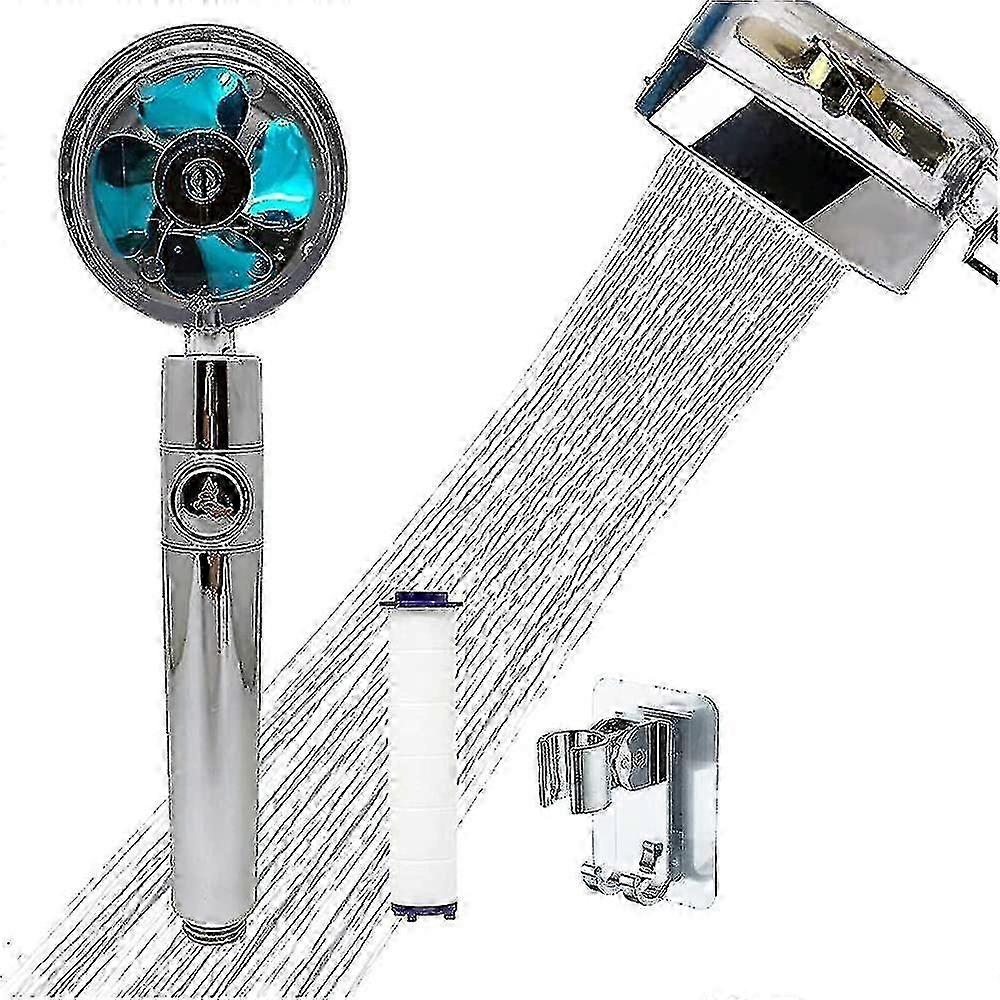 360 Power Shower Head Rotating Water Saving Handheld High Pressure With Filter