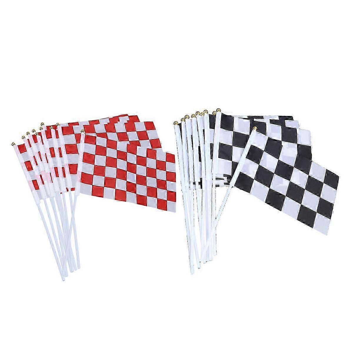 20 Pcs Official Checkered Flag Plastic Checkered Flags Black White Racing Flag