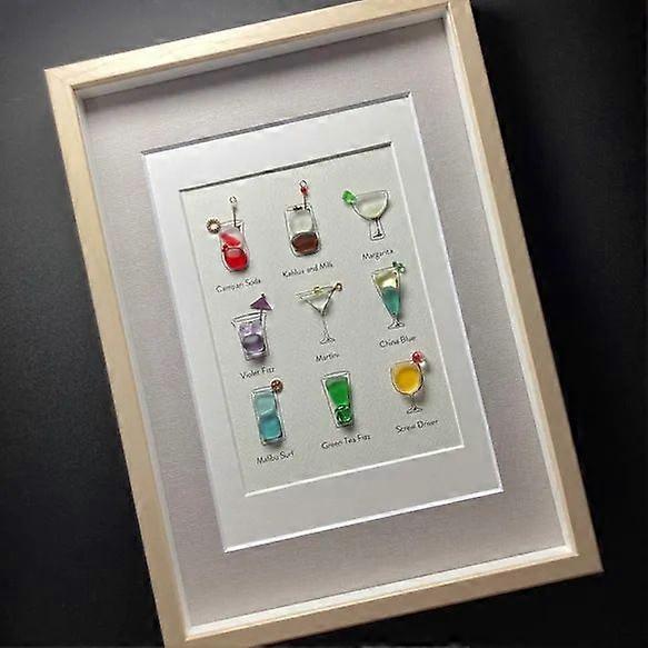 unbrand Thème Cocktails Multicolores Verre de mer Œuvres d’art Cadres Illustration Bouteilles d’alco